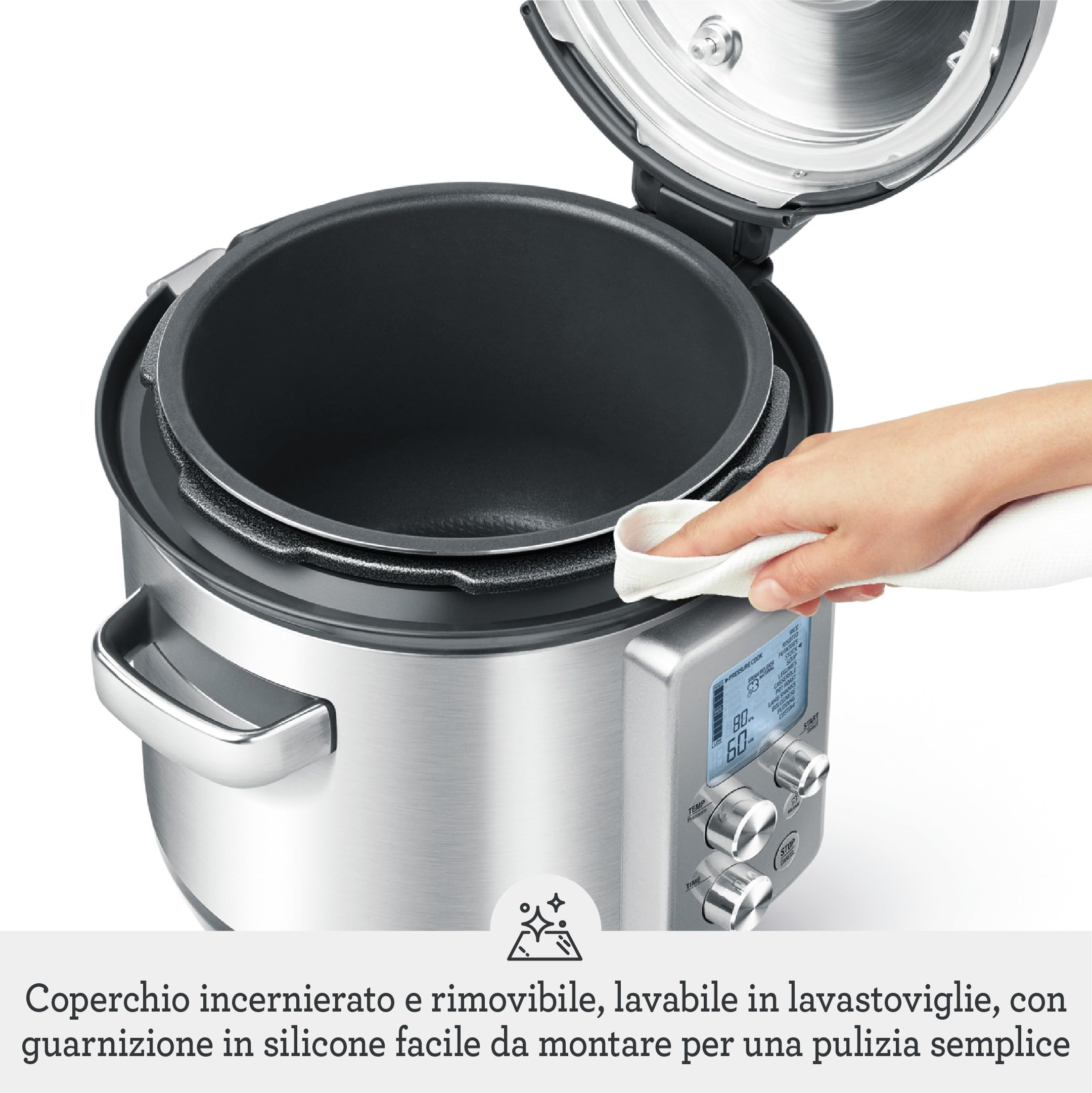 Sage - The Fast Slow Pro - Cuocere a Pressione, Cuocere a Fuoco Lento, Saltare, Cuocere a Vapore, Stufare, Fare il Risotto, Acciaio Inox Spazzolato
