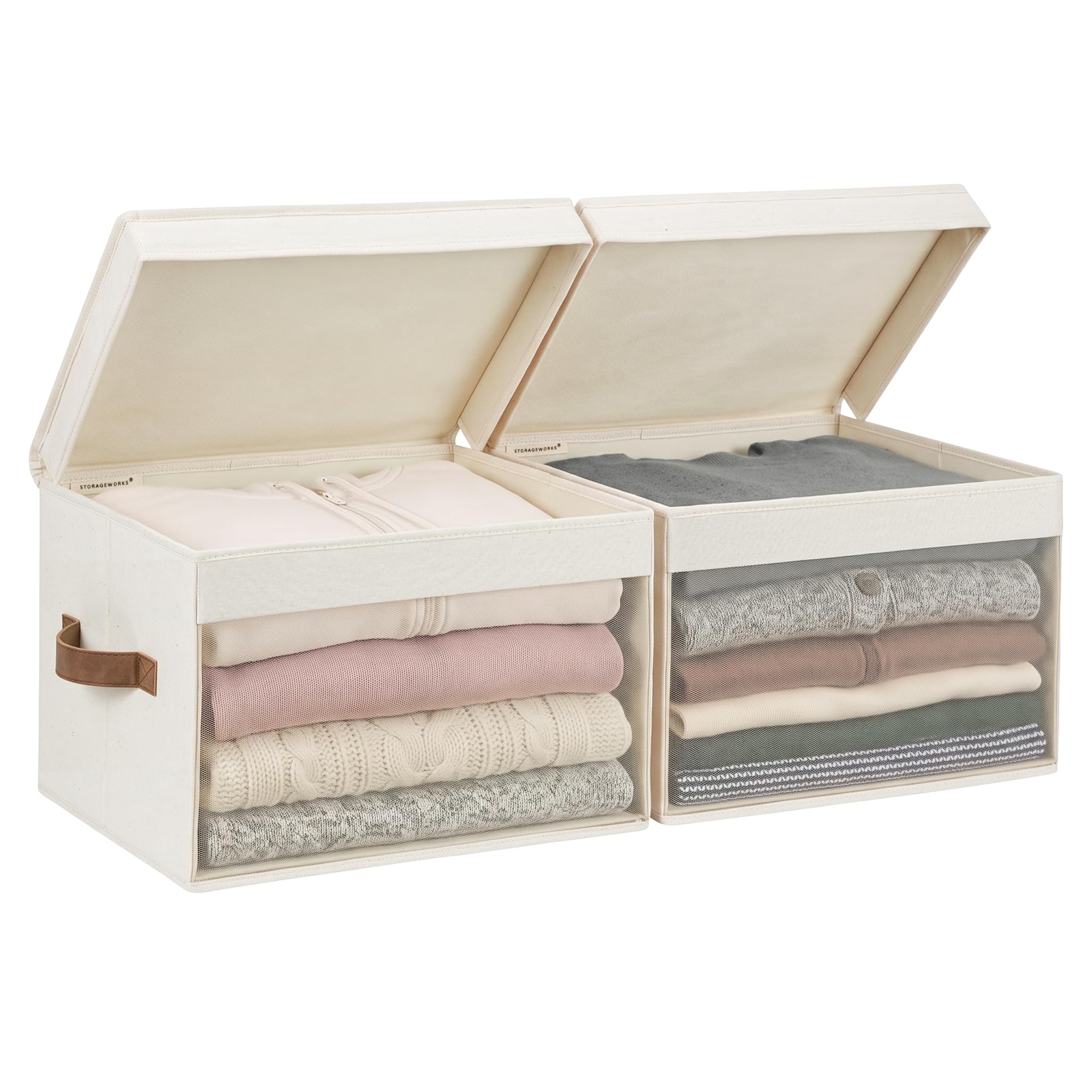 StorageWorks Fabric Storage Bins with Lids, Large Closet Storage Bins