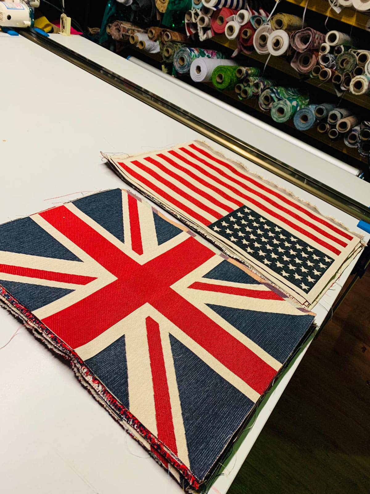 Lushfabric Red, White, Blue Union Jack Flag Retro Linen Look Heavy Jacquard Gobelin Upholstery Cotton Bag Cushion Panel Fabric Uk Banner - 50 X 35Cm (Sold By The Panel)