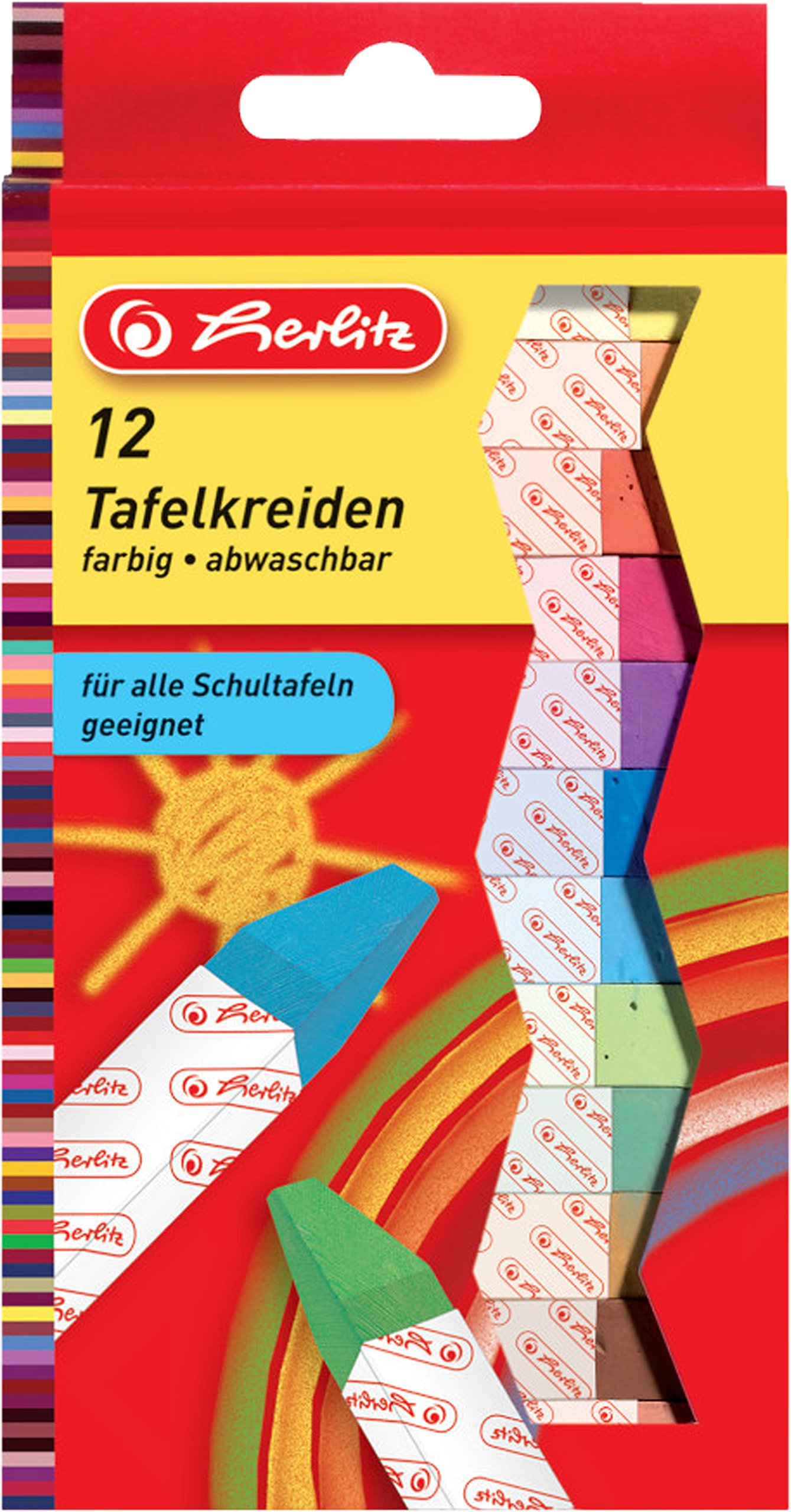 Herlitz Chalk, 12 Pieces in Hanging Pack, Assorted Colours 
