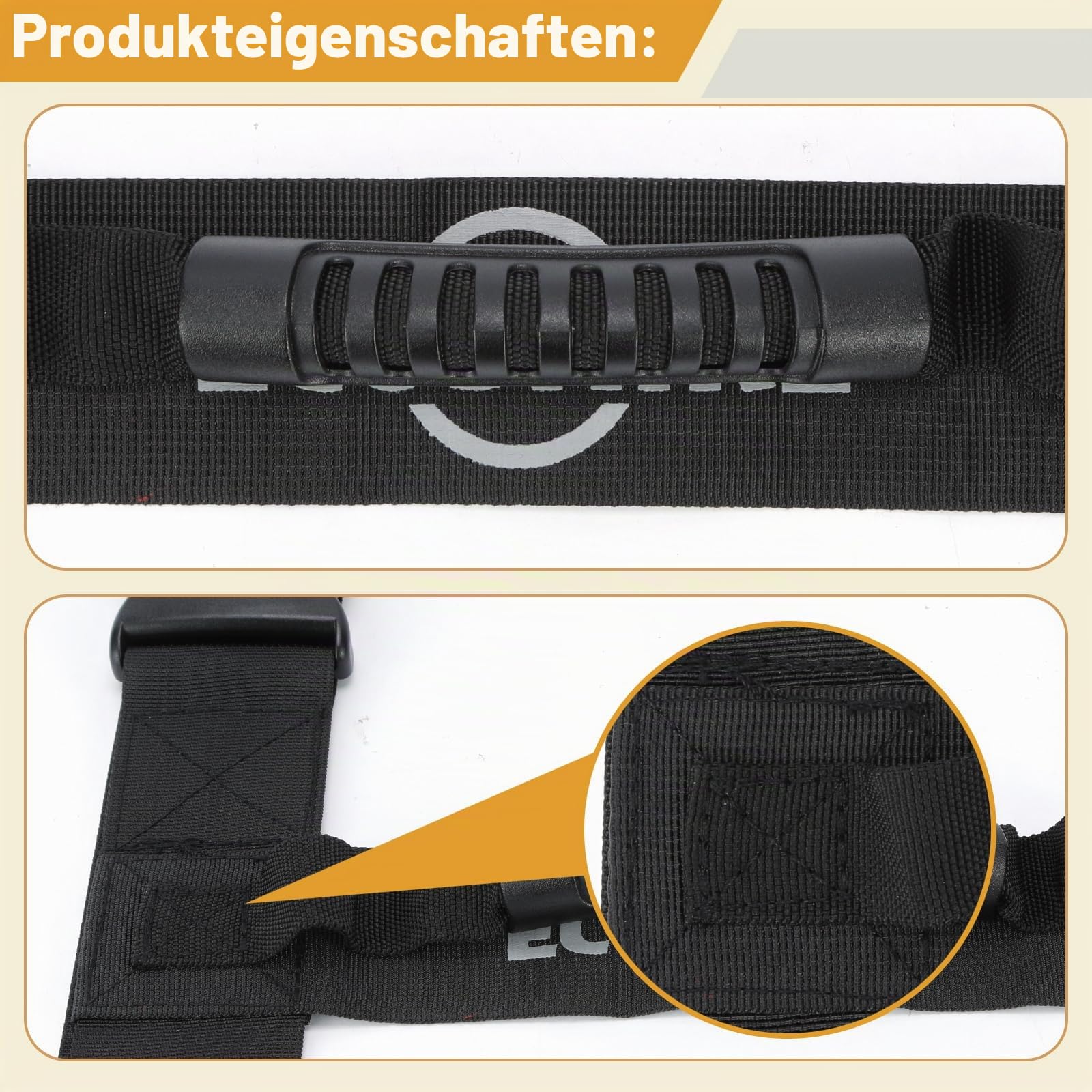 Tragegurt mit Griff, Handgurt zum sicheren Bewegen und Anheben Schwerer Boxen, Verstellbarer Gürtel, H-förmige Tragegurte, geeignet für Zylinder, Campingmatte (199,9 cm)