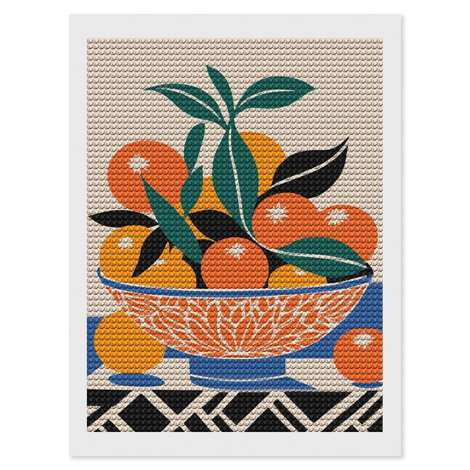 Junmoney Sicilian Fruit Diamond Painting Canvas Kit 12"x16", Relaxing DIY, Modern Decor, Aesthetic Room Decor, Home Wall Art, Wall Art Gift