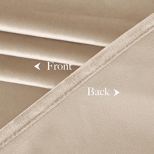 Miniatura 8 de NICETOWN Juego de 2 paneles de cortinas de terciopelo beige de 84 pulgadas, cortinas de oscurecimiento de habitación con aislamiento térmico y