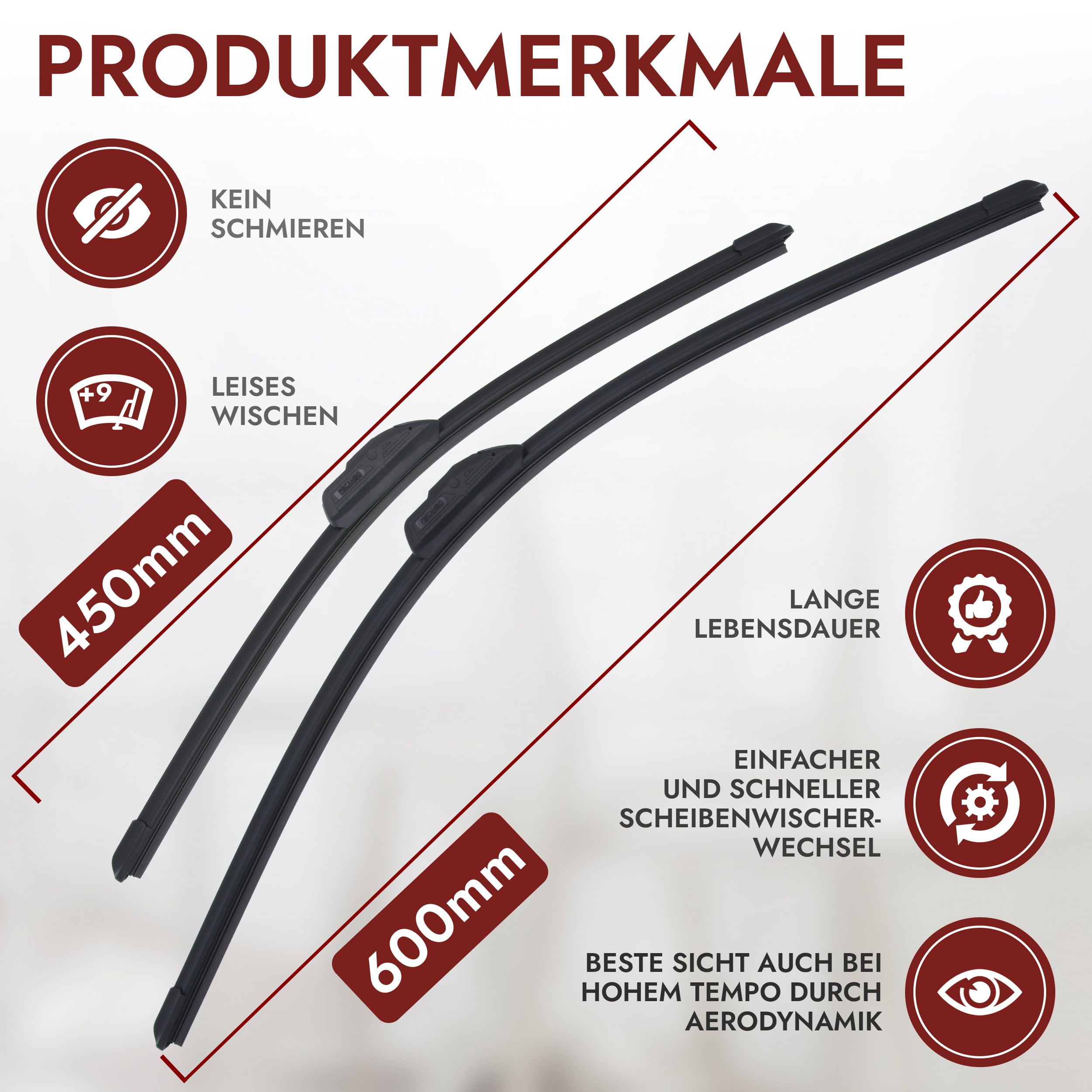 RECAMBO - Set di spazzole tergicristallo anteriori ibride Flex Aero, compatibili con Hyundai Ioniq dal 2016, Veloster 2011-2017, 650 mm, 450 mm, qualità premium