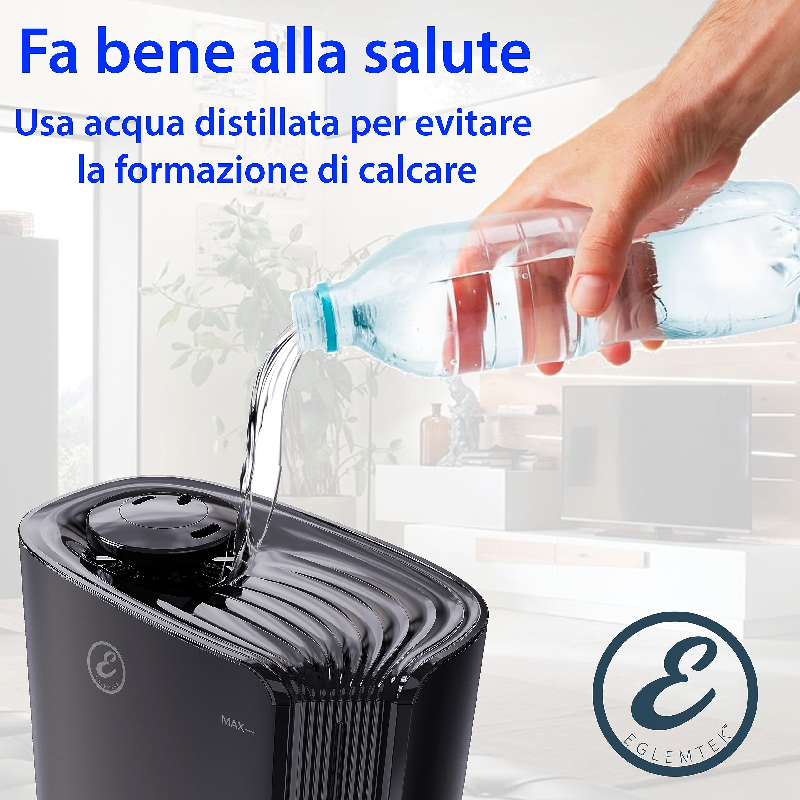 Umidificatore 6 Litri Casa Ambiente A Ultrasuoni Temperatura Costante Super Silenzioso Funzione Timer Autospegnimento 8 Modalità Di Utilizzo Con Luci LED Design Palpala Colore Nero