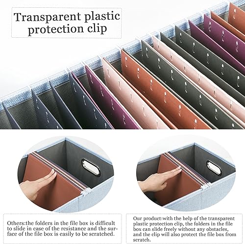 Vista 154 de Organizador de archivos en paquete de 2, caja archivadora portátil con tapa, compatible con carpetas tamaño carta/legal, organizador de documentos