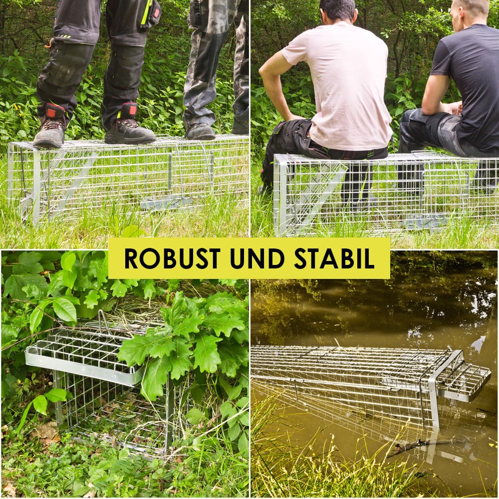 Lebendfalle 180 x 34 x 34 Heavy Drahtfalle Marder Lebend Garten Kaninchen Abwehr Umsiedeln Falle Haus Waschbär Fuchs größere Tiere Zubehör Vertreiben Dachboden Petigi