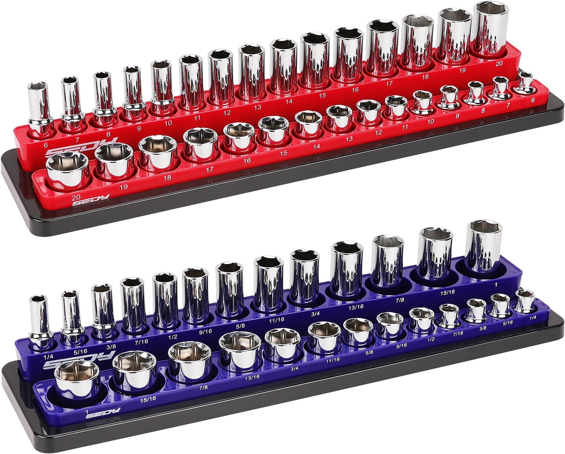 Magnetic Socket Holder Organizer Set: Detachable 3/8 Drive Sockets