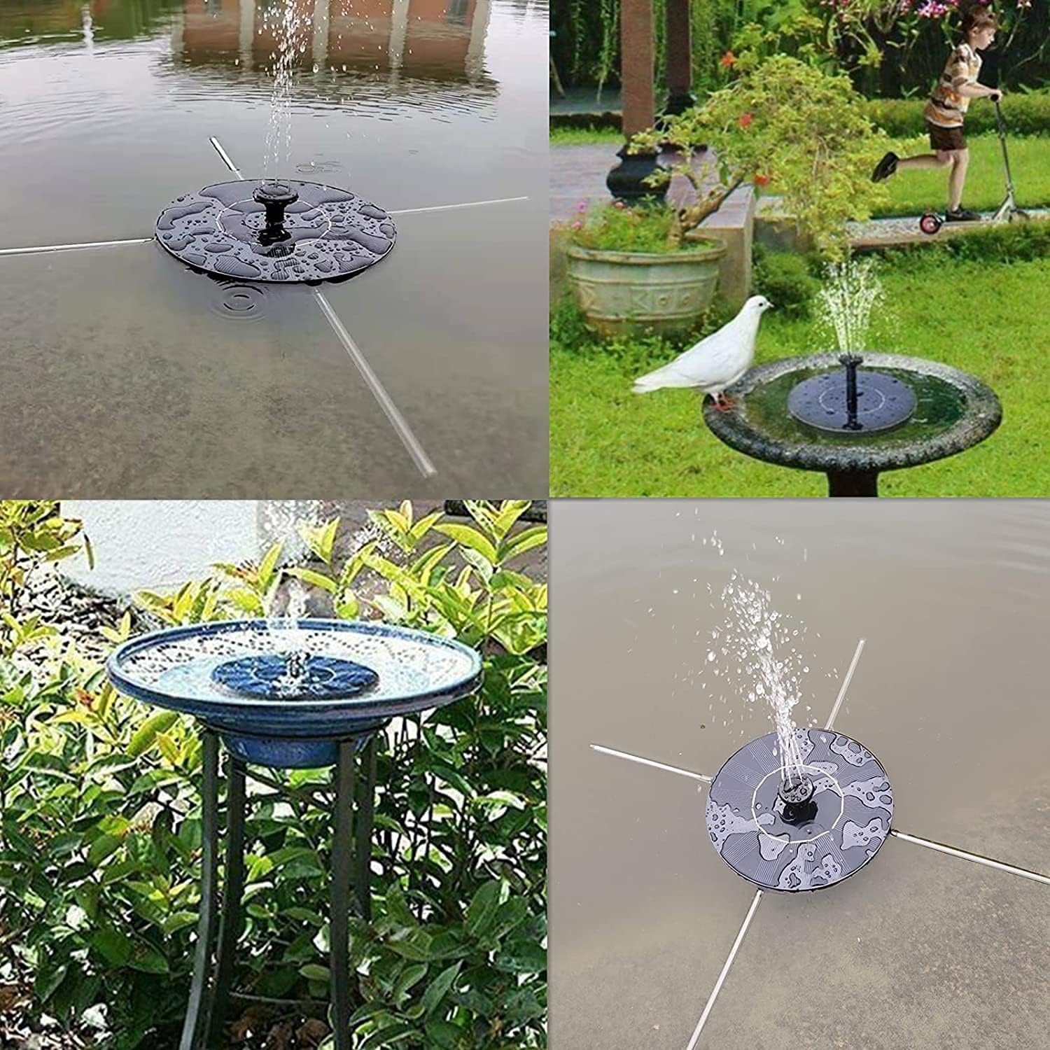 Solar Bird Bath Fountain Pump,Solar Fountain Pump with 7 Removable Nozzles and 4 Anti-Collision Bars,Solar Floating Fountain Pump for Bird Bath,Pond,Garden,Backyard Decoration,Outdoor ,Aquarium