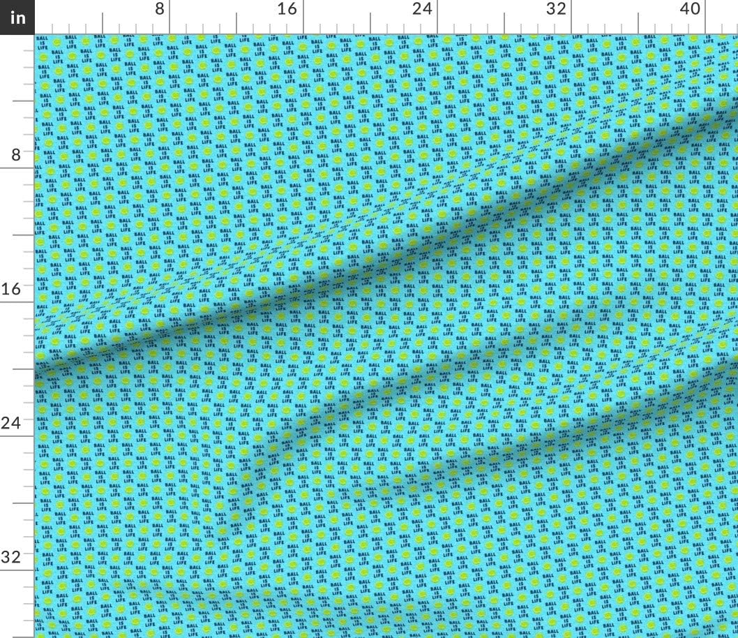 Spoonflower Fabric - Scale Ball Life Blue Dog Tennis Cute Printed on Petal Signature Cotton Fabric by The Yard - Sewing Quilting Apparel Crafts Decor
