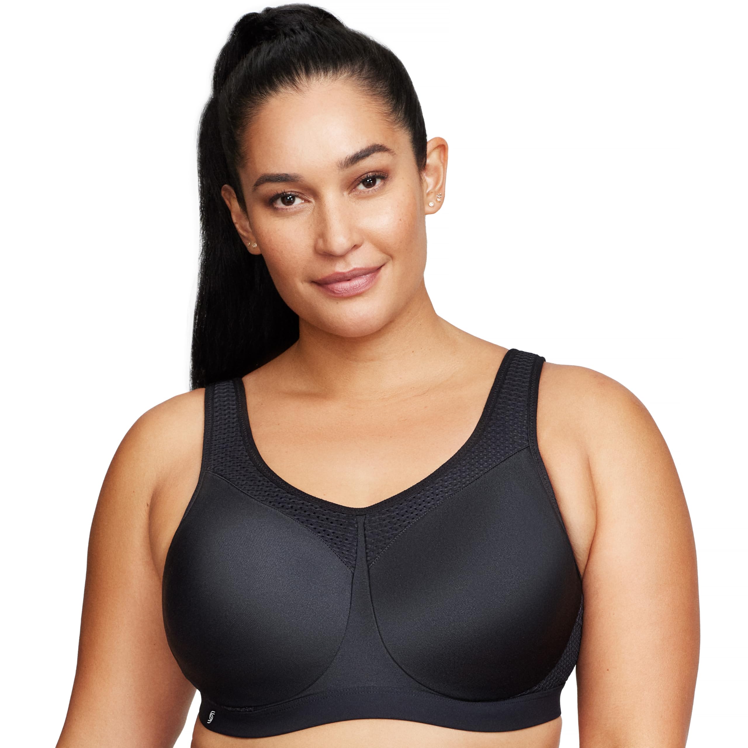Glamorise Große Größen Plusgröße Bügel-Sport-BH für hohe Belastung Nr. 9066, Schwarz, 100D