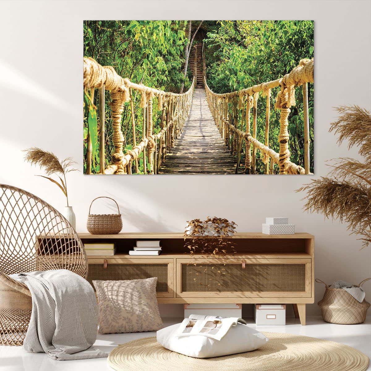 Cuadros Decoracion Salon Puente Cuerda Selva Lienzos Decorativos 120x80cm Cuadro Sobre Lienzo Moderno Dormitorio Cocina Cuadros Pared Imágenes Wall Art Prints Decor Canvas Grande XXL AA120x80-4319