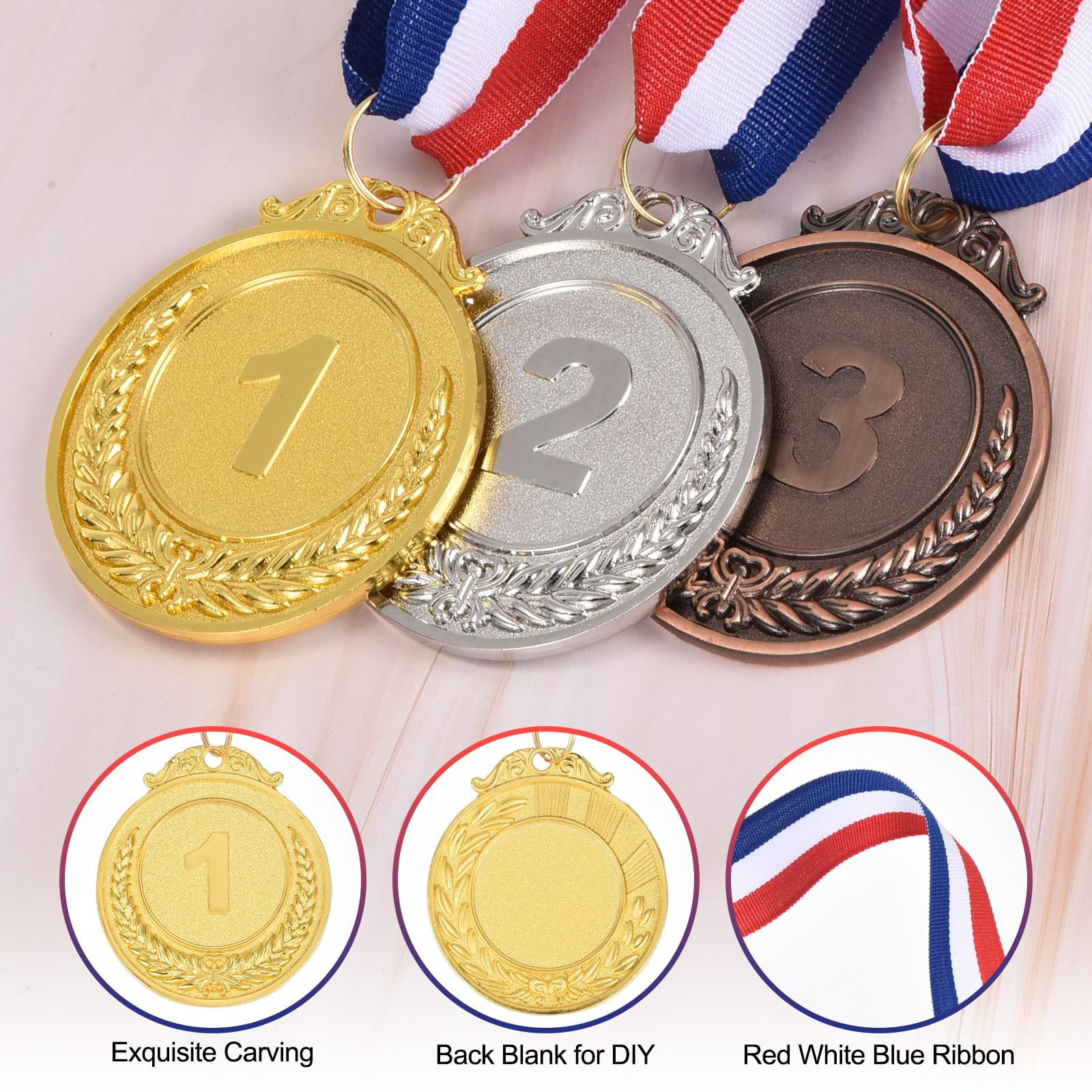 PATIKIL Gold Silver Bronze Award Medals 2 Inch - Image 3
