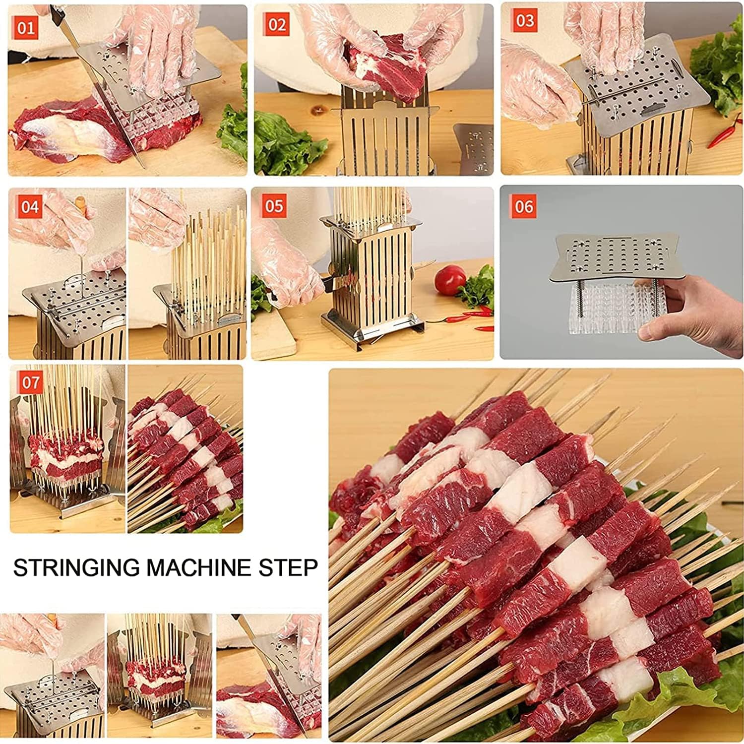 Stainless Steel 49 Holes Kebab Maker Box | BBQ Tool for Home and Commercial Use | Rapid Wear Meat Skewer Machine | Easy Disassembly