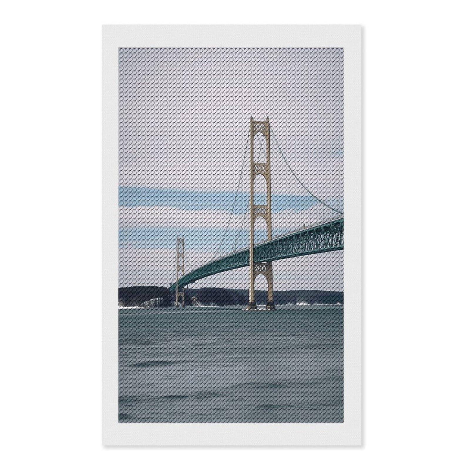 VstaDank Mackinac Suspension Bridge Diamond Painting Kits Exquisite DIY Full Round Drill Diamond Dots Painting for Adults Beginner Diamond Photo Paint with Diamond Picture Art Wall Decor 12"x20"