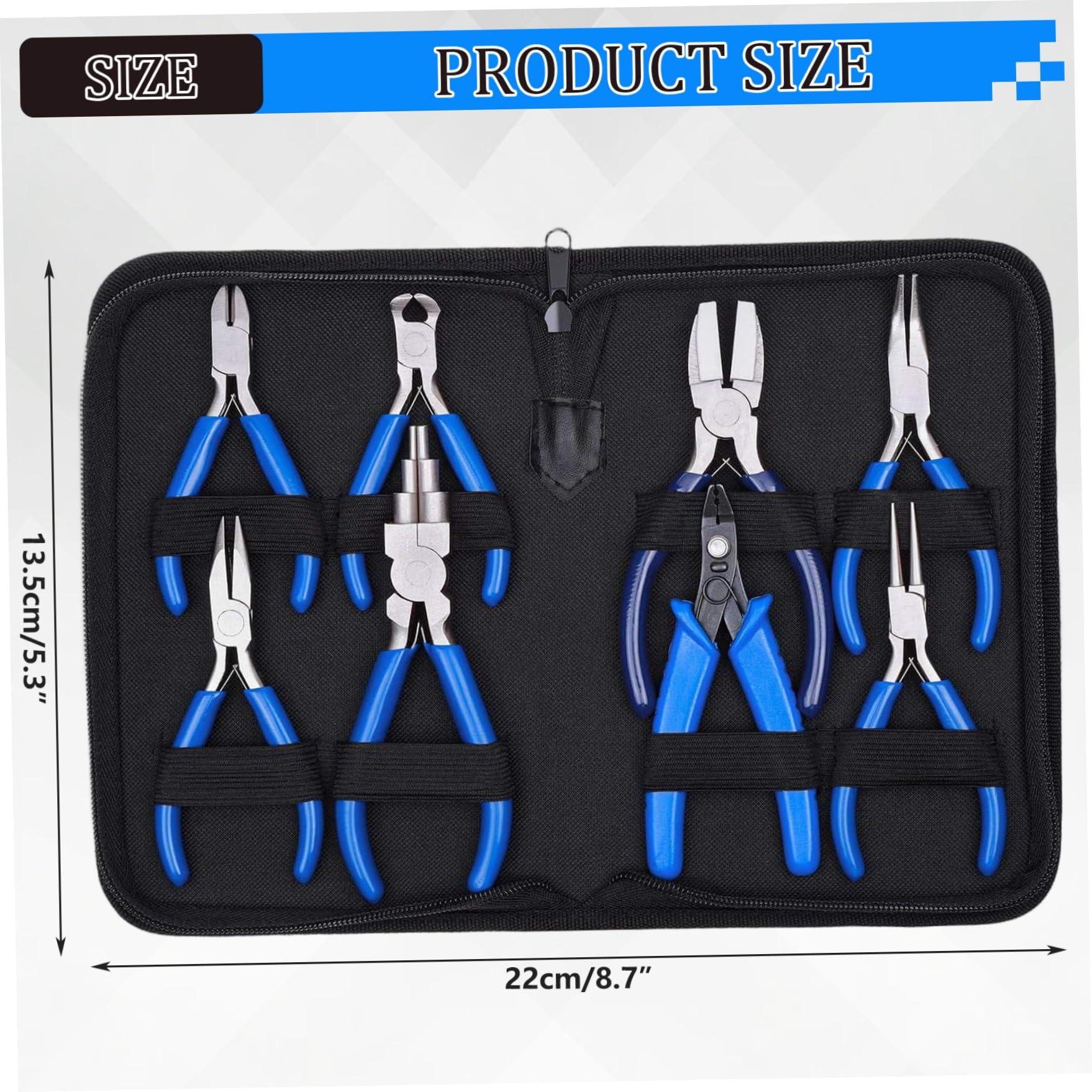 Juego de alicates para joyería, herramientas para hacer joyas de acero con alto contenido de carbono, 8 Uds., con bolsa de almacenamiento con cremallera