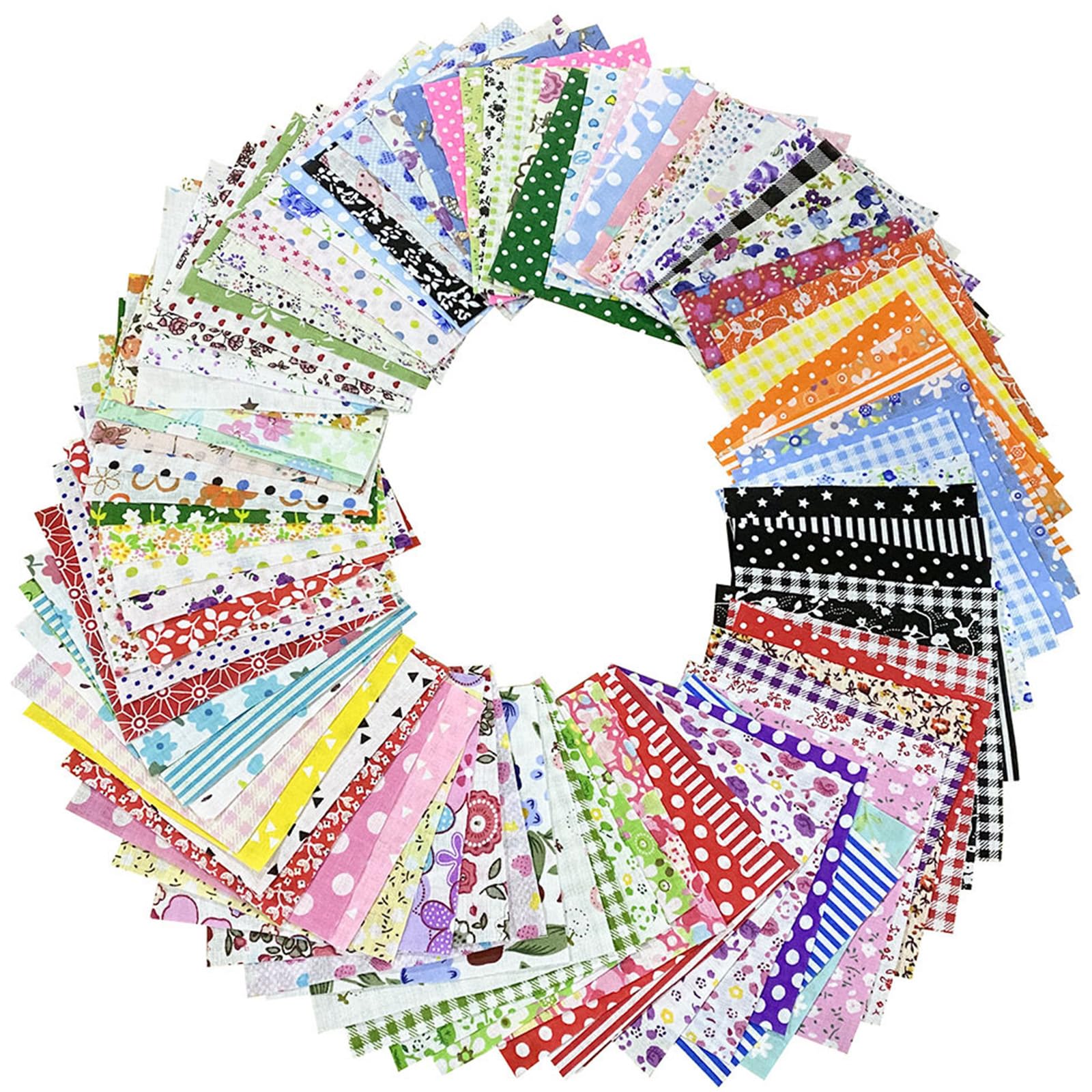 100PCS 10x10cm Fabric Squares, Cotton Fabrics Patches, Calico Fabric Material for Sewing, Quilting, Dressmaking | Fat Quarters Bundles, Precut Squares for Embroidery, DIY Sewing Patterns (100PCS)