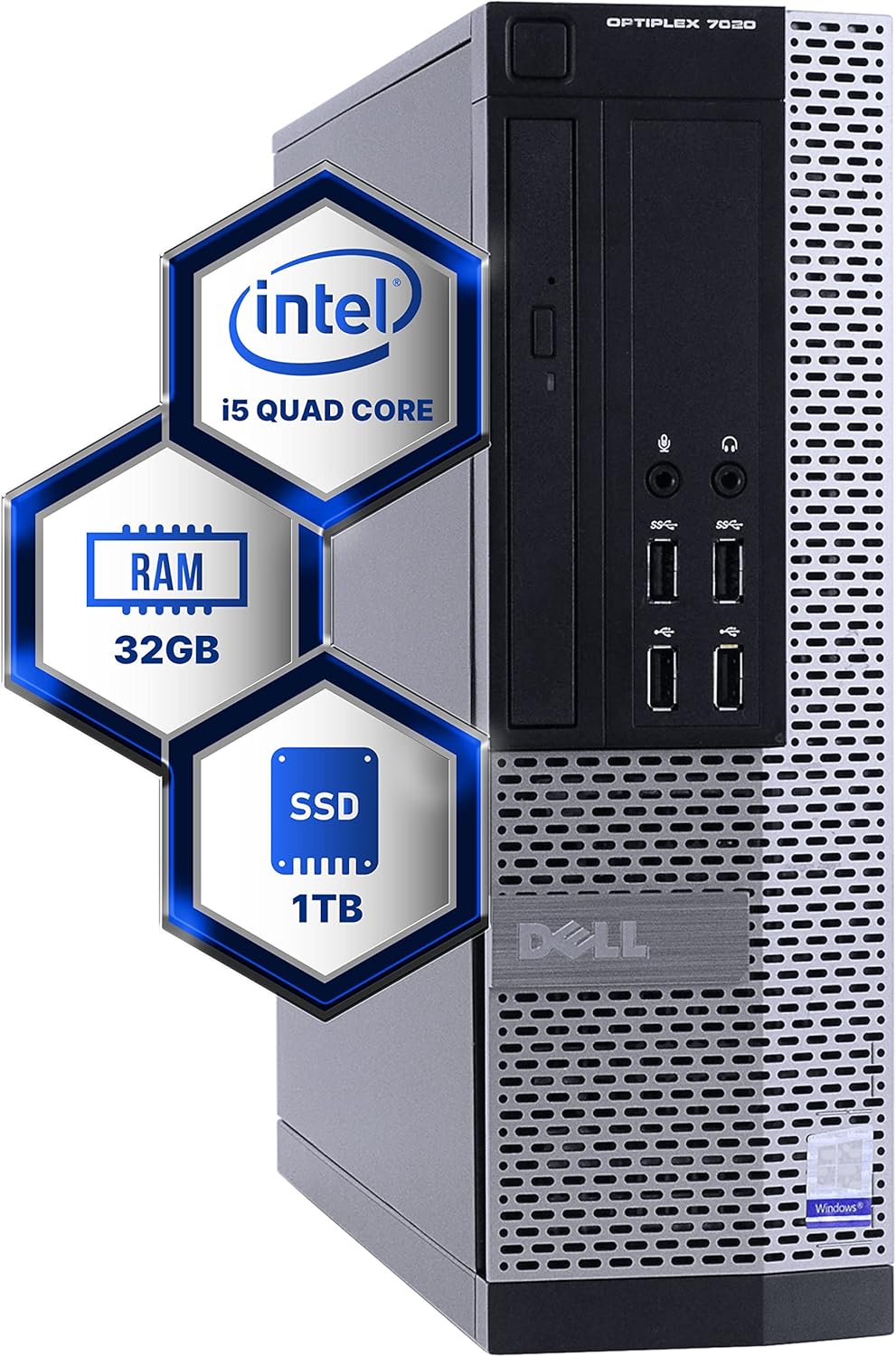 Dell Optiplex 4th Generation Desktop Computer | Quad Core Intel i5 (3.2) | 32GB DDR3 RAM | 1TB SSD Solid State | Windows 10 Professional | Home or Office PC (Renewed)