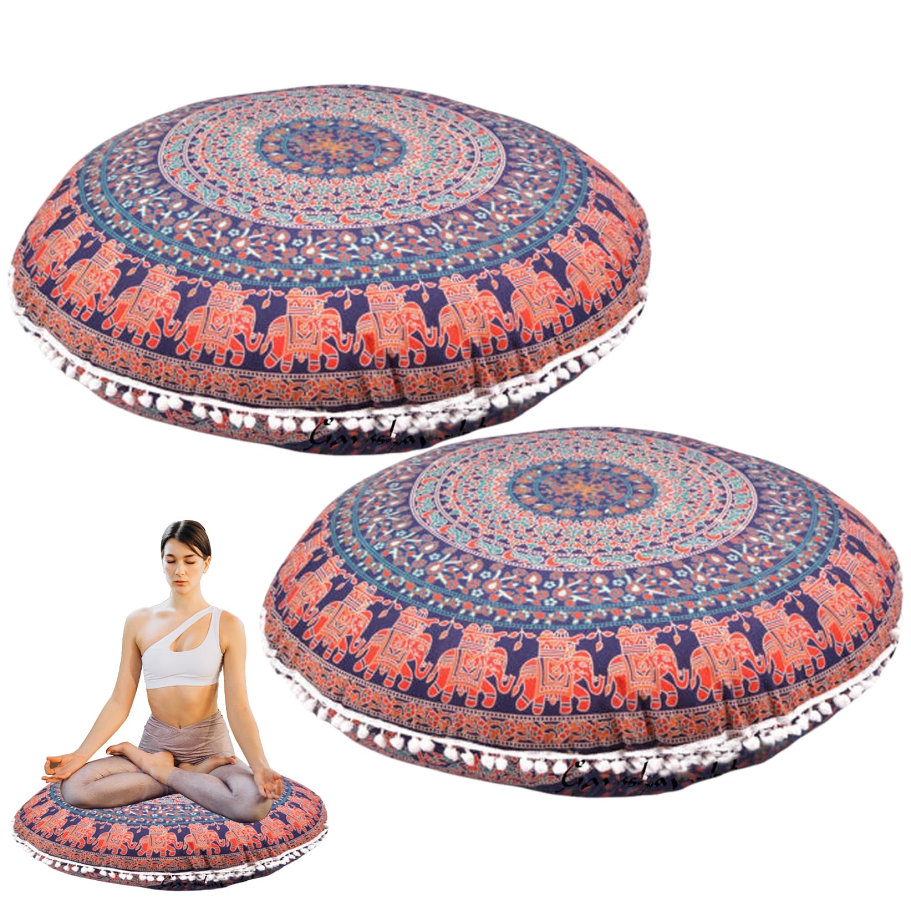 Housse de pouf ronde 32 pouces pour transformer vos vieux oreillers au sol