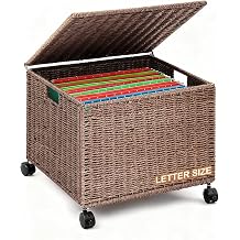 Cinnvoice Decorative Rolling File Cabinet, Dark Brown, Letter Size
