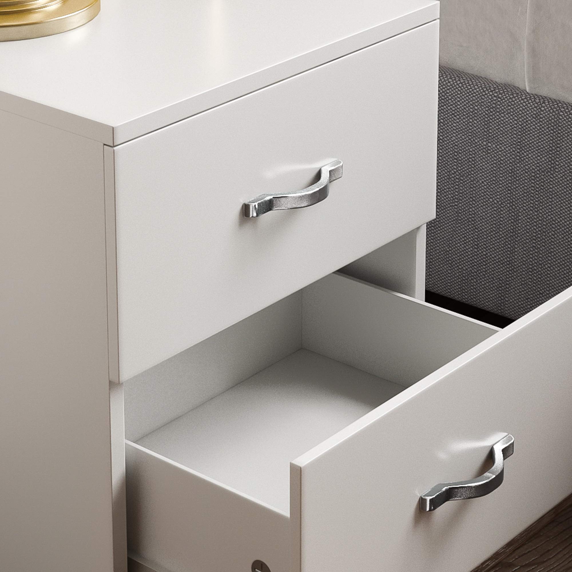 Vida Designs White Bedside Drawer, Bedside 2 Drawer, Bedside