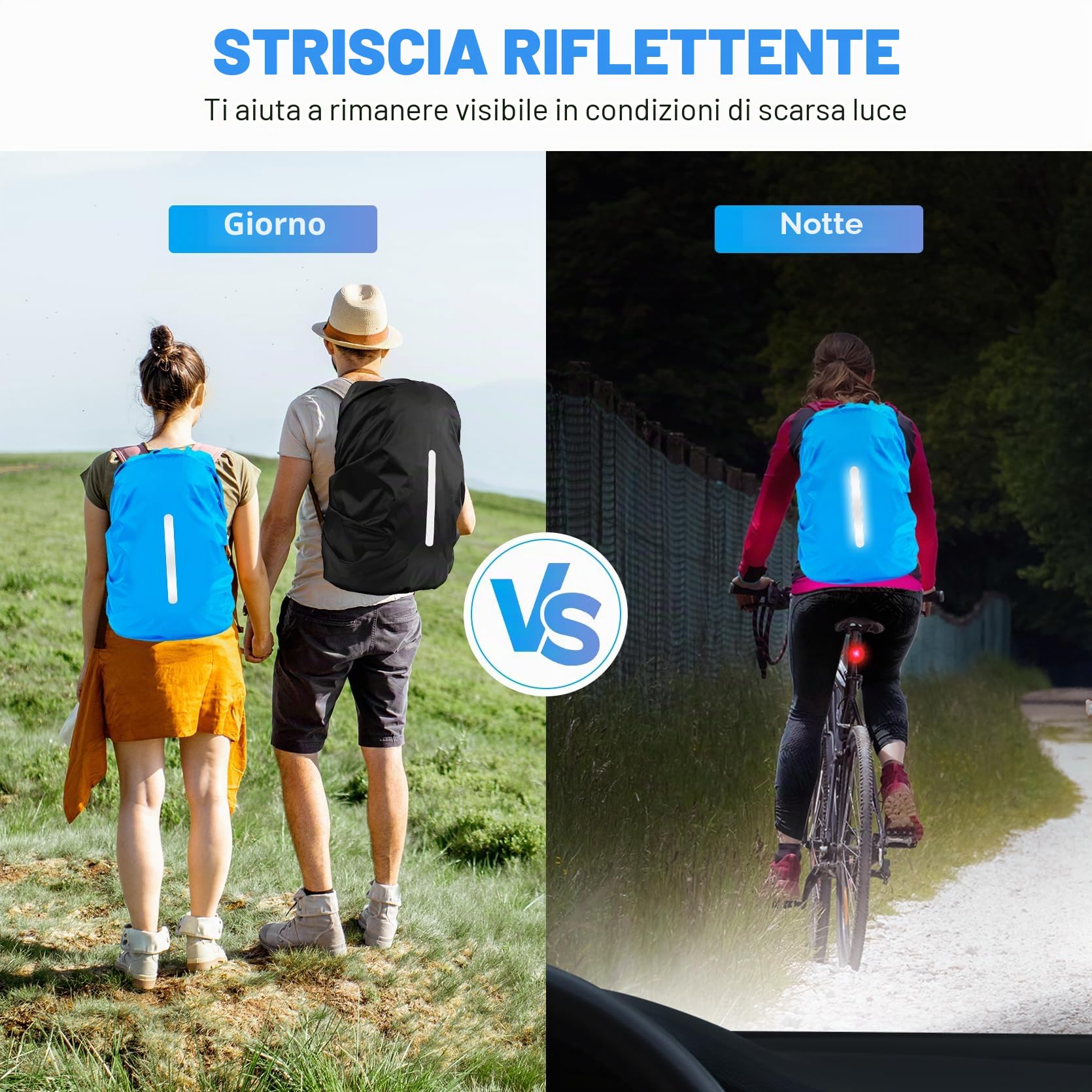 LAMA Parapioggia per Zaino, 2 Pacchi Impermeabile Outdoor Zaino Parapioggia Reflective Copri Zaino per Pioggia/Anti Polvere/Antifurto/Bicycling/Escursionismo/Campeggio/in Viaggio/Outdoor attività