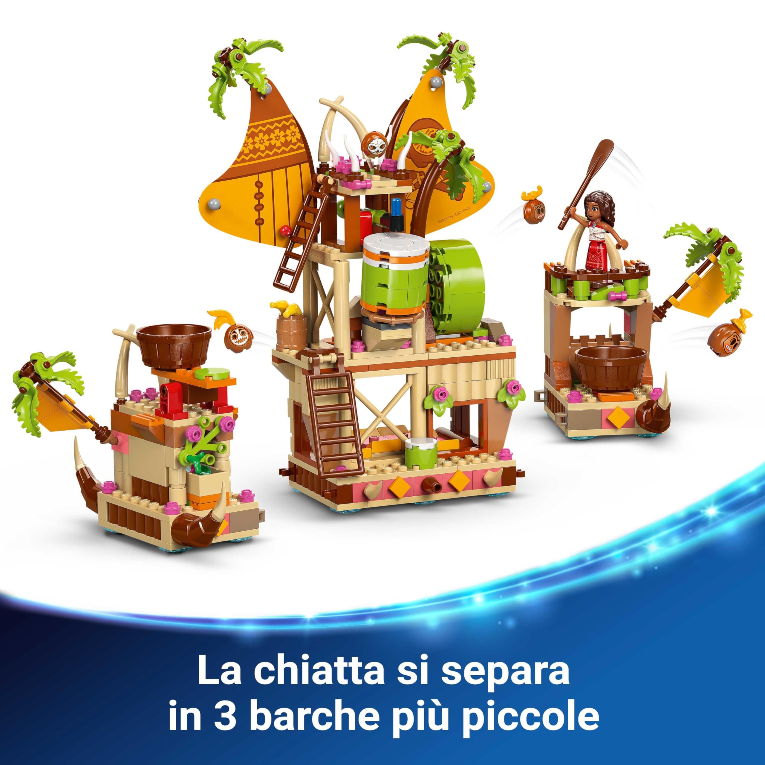 LEGO | Disney Oceania 2 Il Barcone dei Kakamora - Giochi da Costruire per Bambine da 7 Anni - Include Modello di Barca, Mini Bambola di Vaiana e Figura Maui - Regalo di Compleanno per Fan - 43258