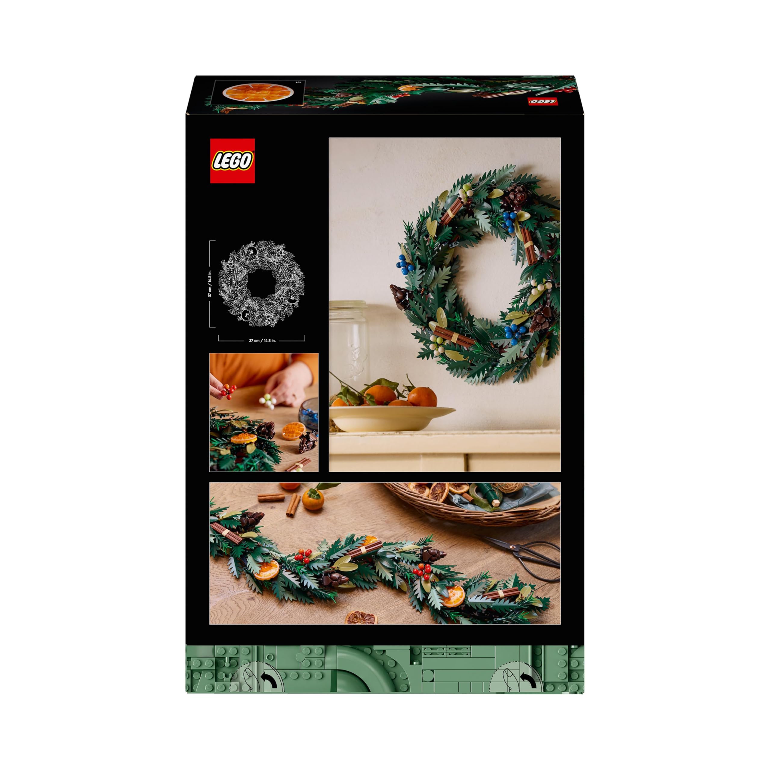LEGO Botanicals Weihnachtskranz - Winterdeko zum Aufhängen - Weihnachtlicher Tischschmuck - Achtsames Bauprojekt - Adventskranz und Türkranz selber machen - Weihnachtsgeschenke für Erwachsene 10340