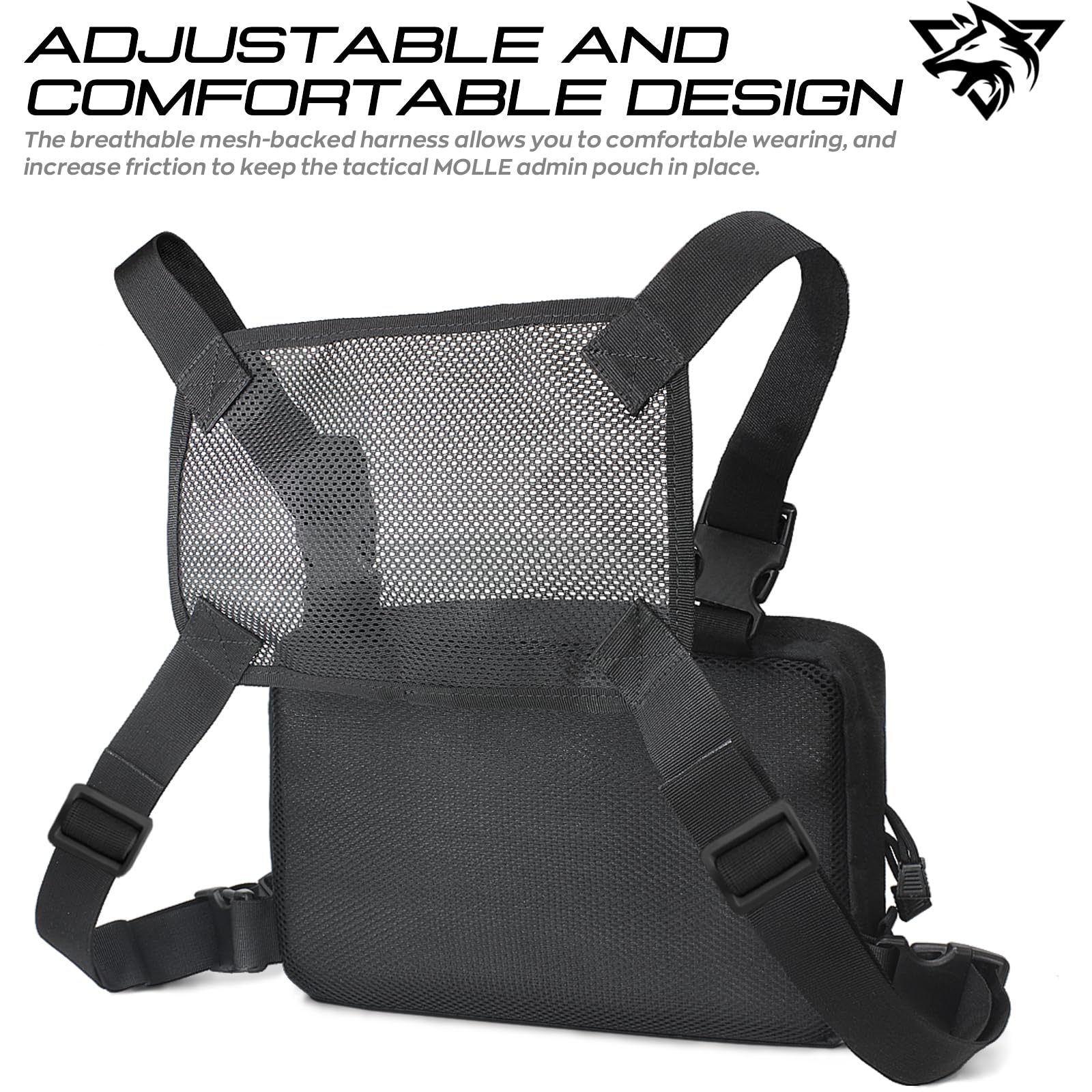 WYNEX Tactical Chest Rig Bag，Marsupio Tattico Molle Chest Pack Regolabile Borsa da Petto Tattica Multifunzionale per Telefono Walkie Talkie Streetwear Urbano