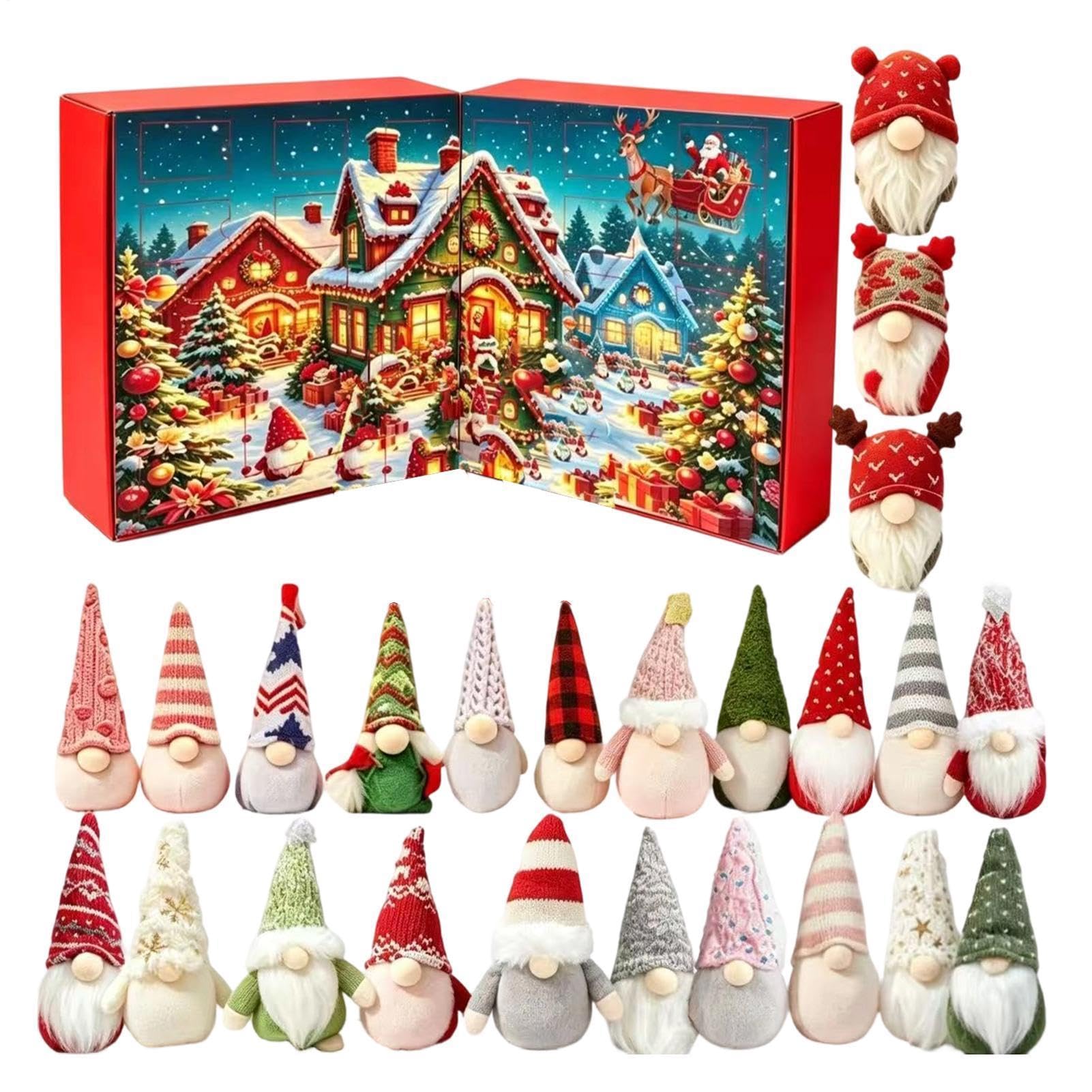 Calendrier De L'Avent Gnome Noël 24 Jours Gnome En Peluche Décoration | Ornement Nain Maison Appartement Bureau Chambre Bureau Cheminée Étagère Table Manger Entrée Meuble TV Fête Fin