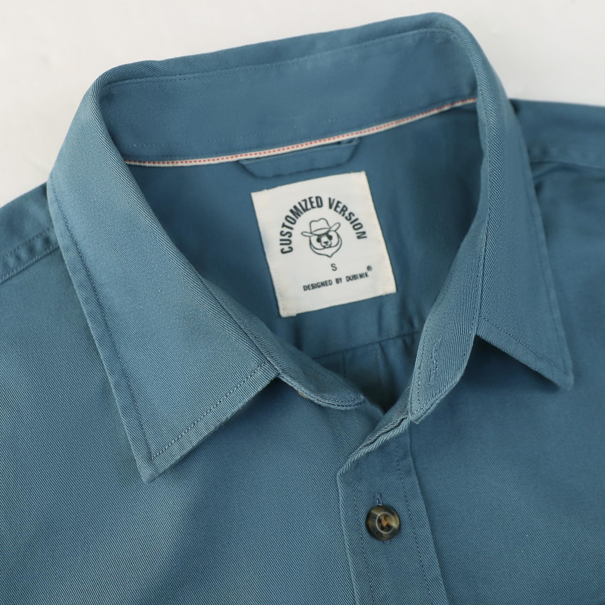Chemise Homme Manches Courtes en Coton à 2 Poches Style Vintage