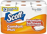 Scott ComfortPlus Toilet Paper, 12 Double Rolls = 24 Regular, 231 Sheets, 3x Thicker, Septic-Safe 1-Ply Bath Tissue