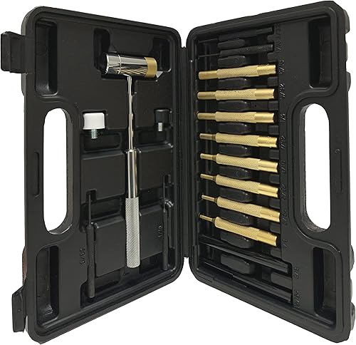 Miniatura 5 de HimaPro Juego de punzones con latón, acero, punzones de plástico y martillo con 4 cabezales desmontables para mantenimiento de armería