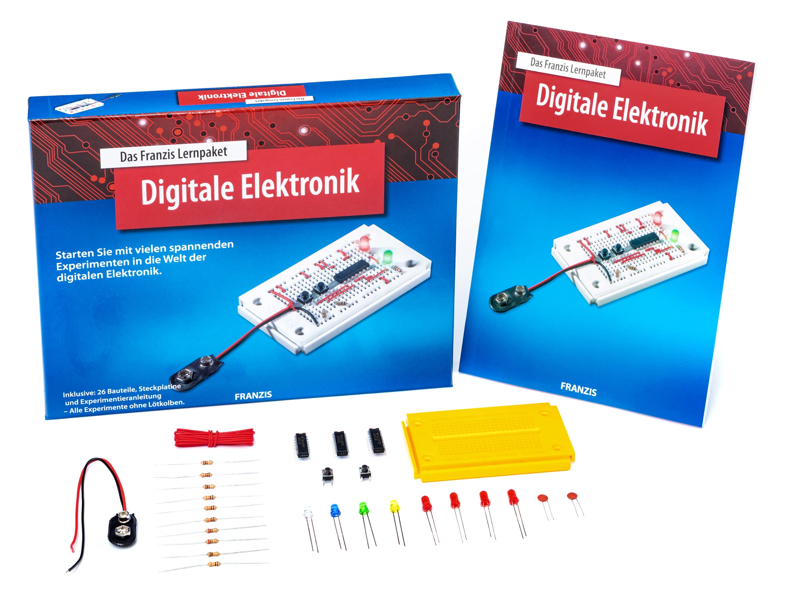 FRANZIS 65315 - Lernpaket Digitale Elektronik, Komplettset für 25 Praxis-Projekte, inkl. 84-seitigem Handbuch