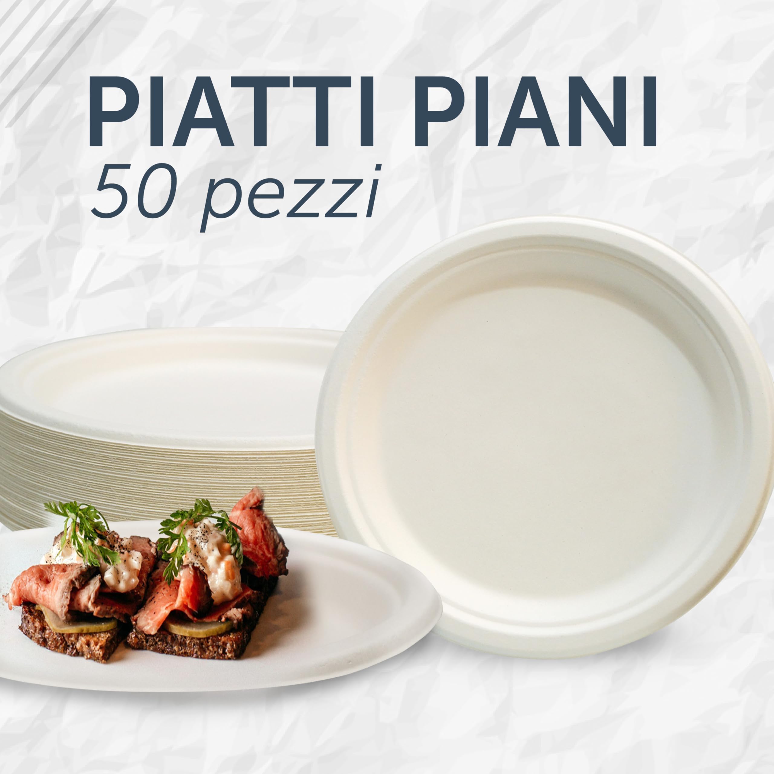 DETERMONDO Set di 150 Piatti Piani 23 cm in Carta Biodegradabile Compostabile, Usa e Getta, Adatti al Microonde, in Polpa di Cellulosa Naturale, Monouso Ecologici per Feste e Catering