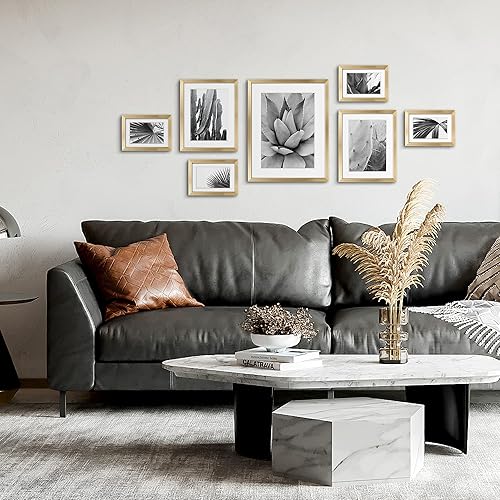 Miniatura 2 de ArtbyHannah Paquete de 7 marcos de fotos dorados para galería de pared, impresiones artísticas botánicas decorativas para marcos de fotos, collages