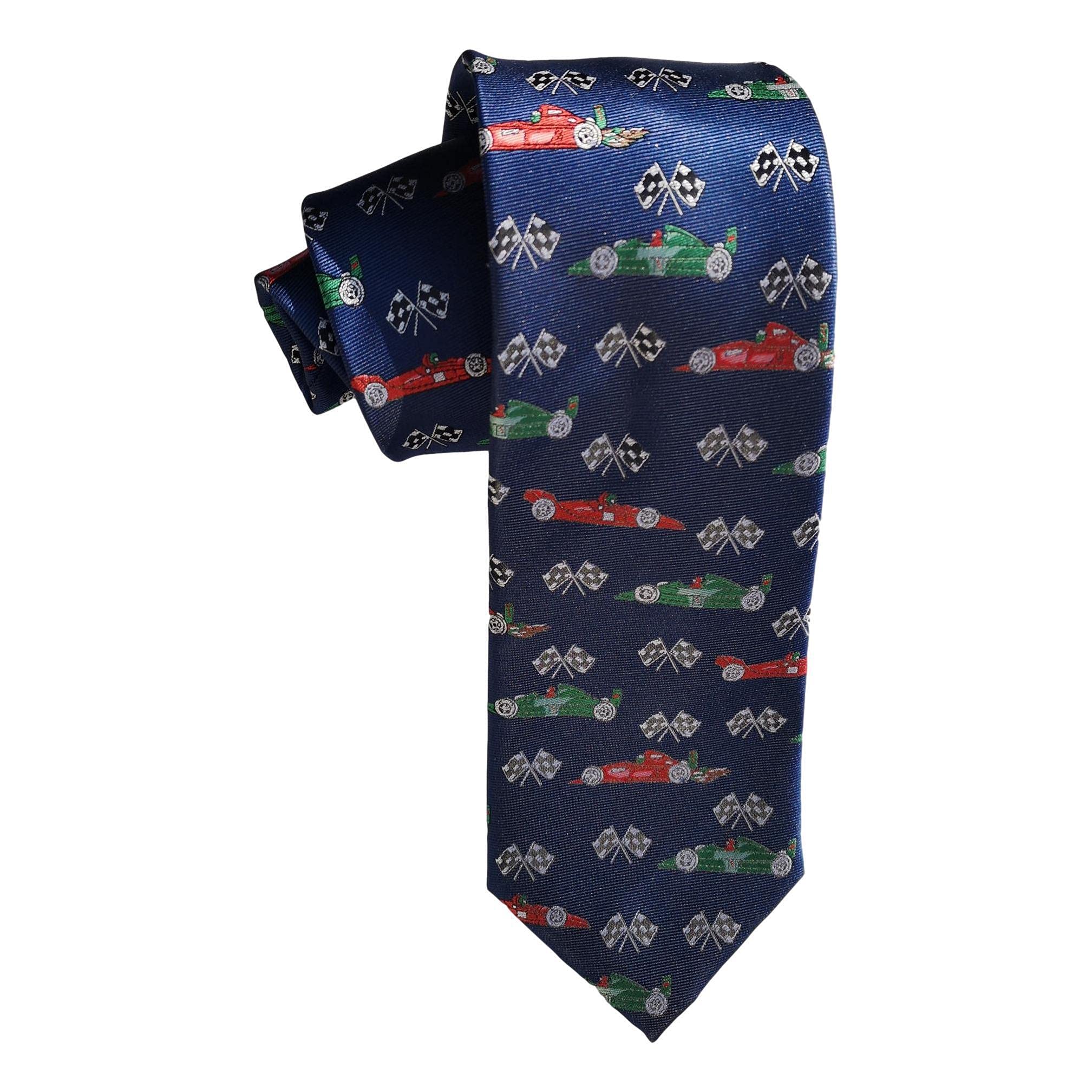 The Tie StudioRacing Cars and Chequered Flags repeating 100% Microfiber Classic Tie