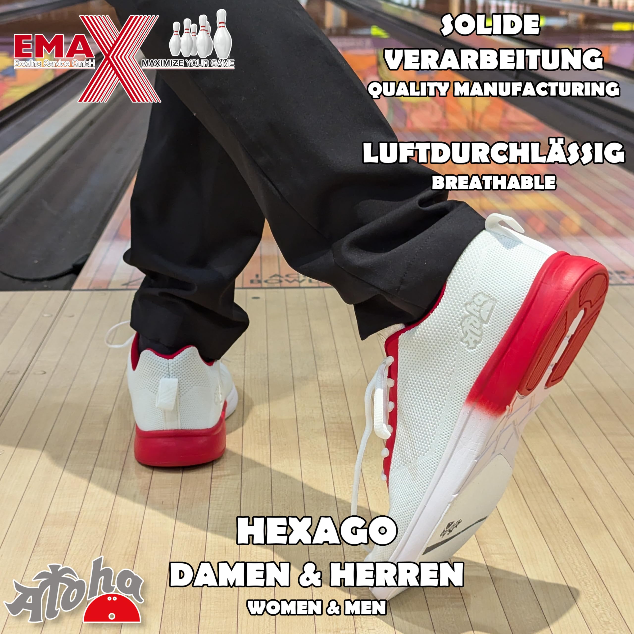 Chaussures de bowling - Aloha HexaGo - Chaussures de bowling pour femme, homme et adolescent - Pour droitiers et gauchers