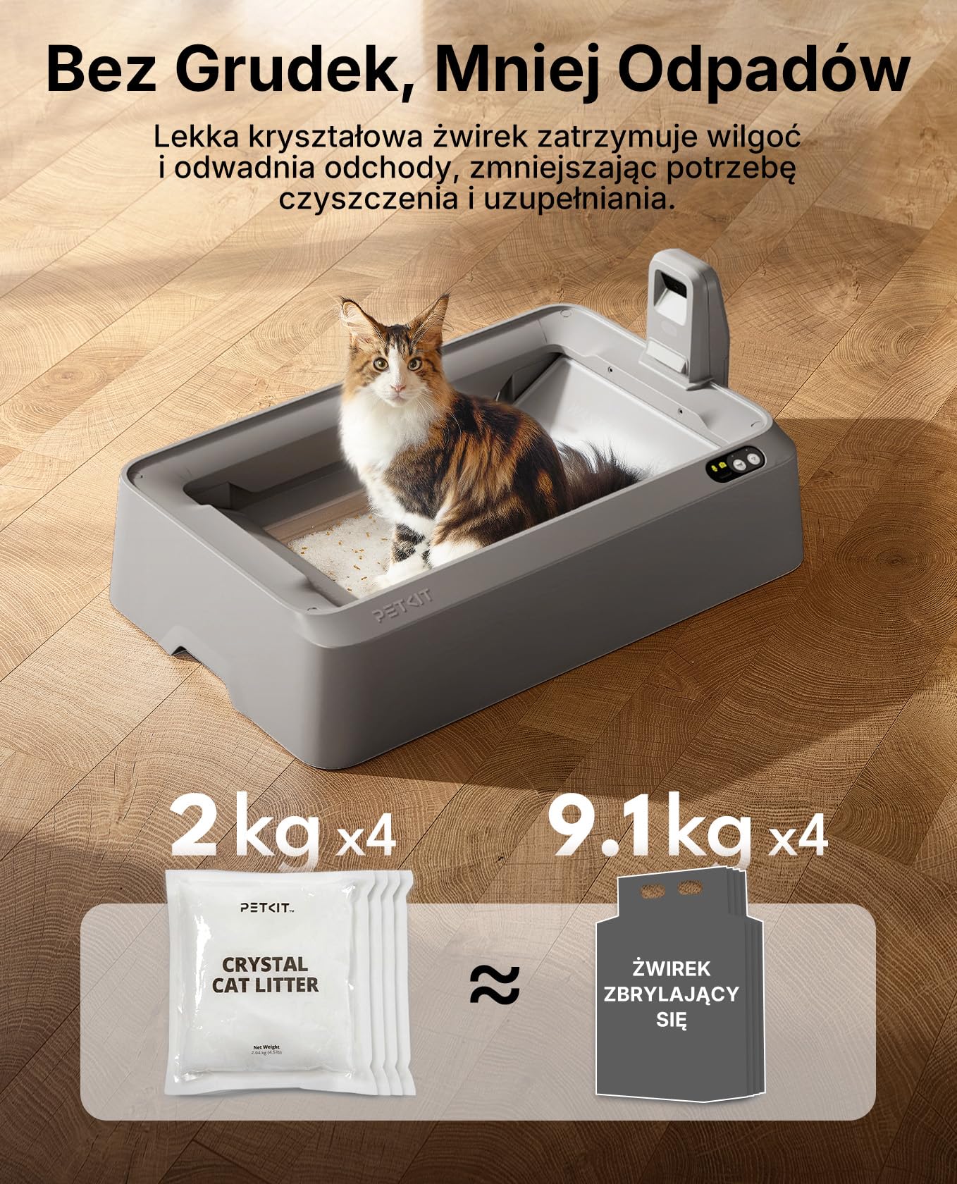 PETKIT Zestaw do Krystaliczny Żwirek dla Kotów, Monitor Moczu, do PUROBOT CRYSTAL DUO Samoczyszcząca Kuweta dla Kotów, Podwójne Zbieranie Odpadów, Wymienna Tacka, Kontrola Zapachów, 4 Sztuki