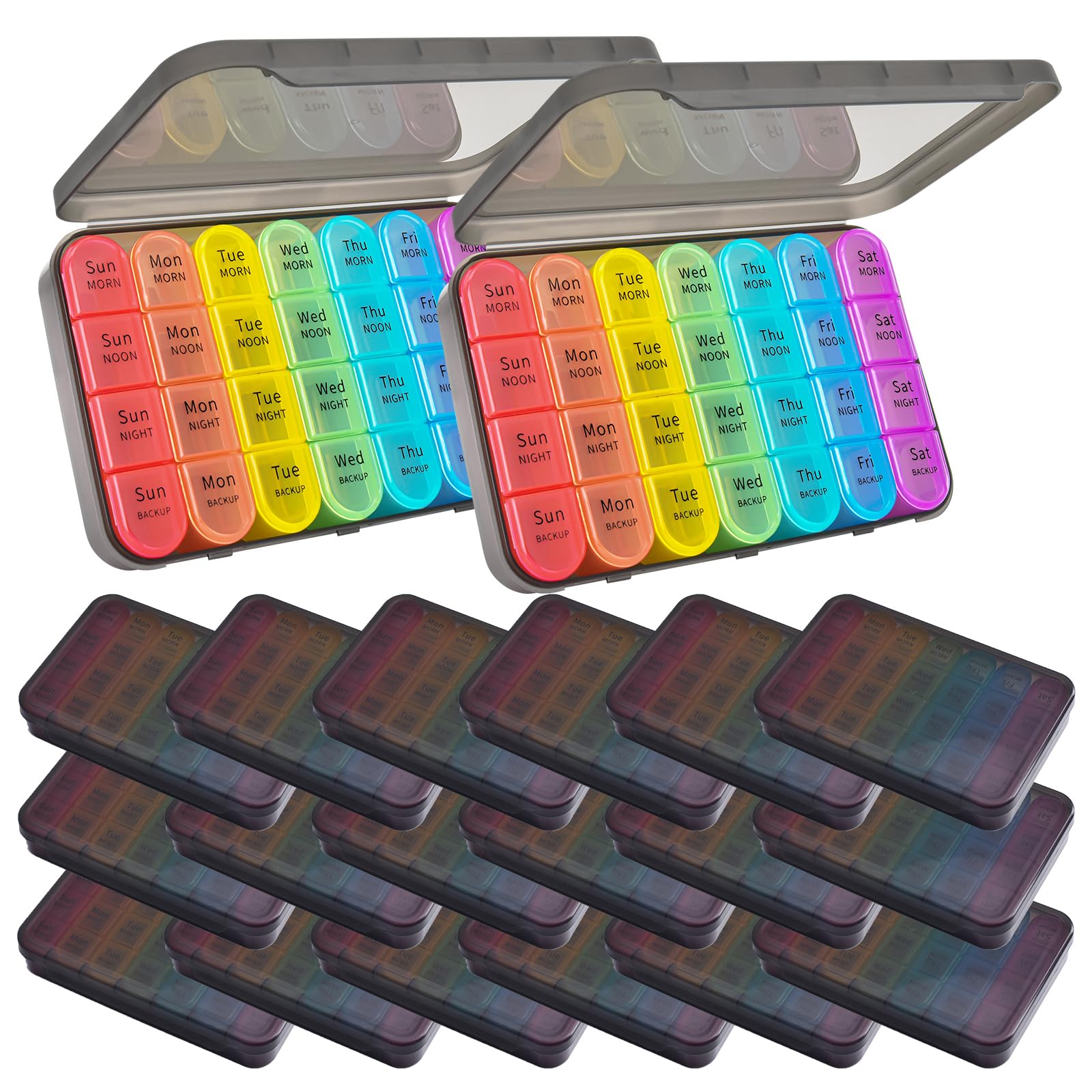 GREENCYCLE Pill Organizer 4 Times a Day Moisture-Proof Pill Box 7 Day Large Weekly Medicine Pill Organizer Travel