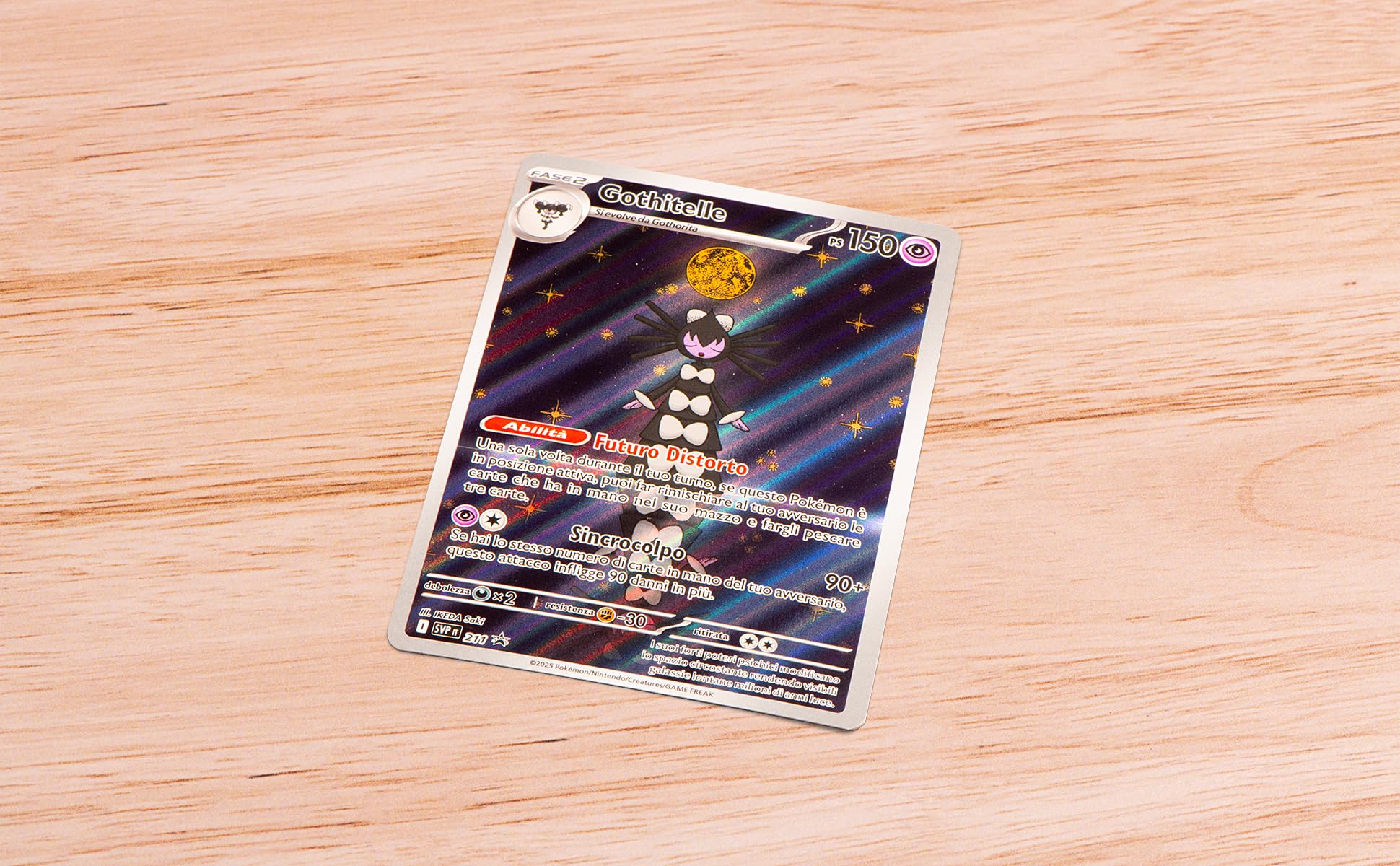 Pokémon: collezione con adesivi (Gothitelle) dell’espansione Scarlatto e Violetto - Fuoco Bianco del GCC (carta promozionale olografica e tre buste di espansione)