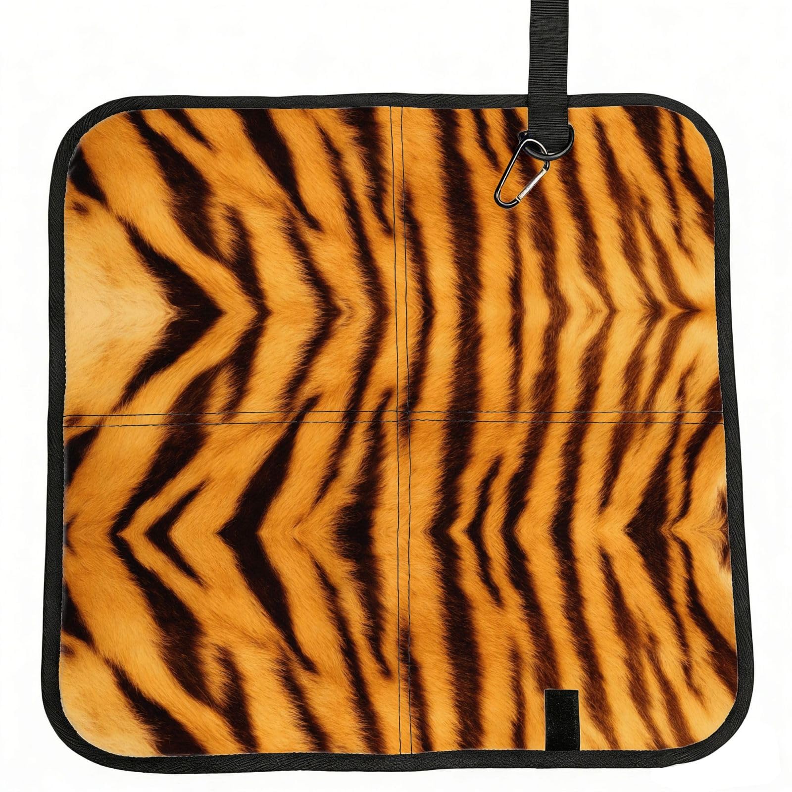 OKFSTY Tiger Striped Pattern Print Fold Away Seat Cushion Portable Outdoor Pad Polyester Bleacher Bench Mat Travel Picnic Pad