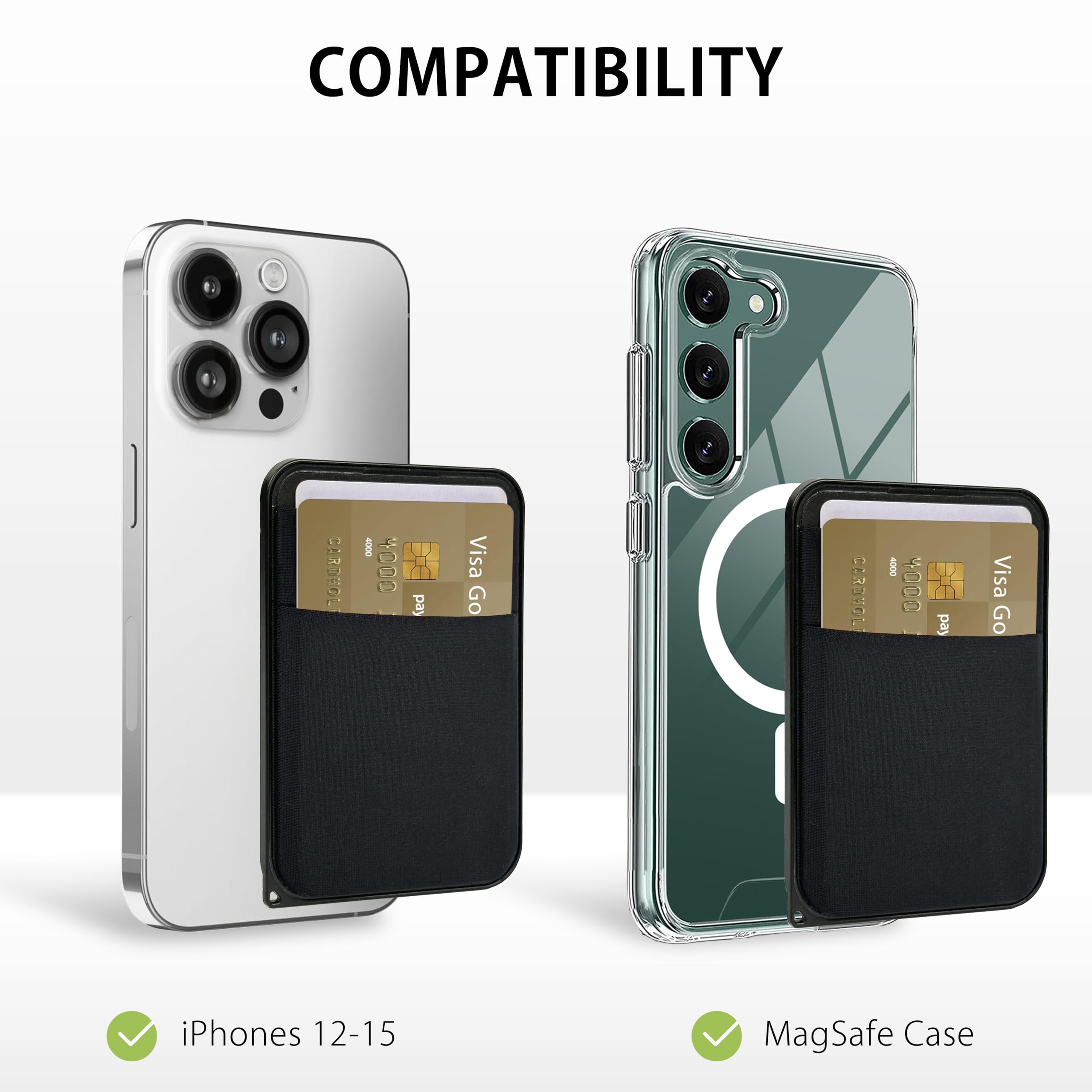 MyGadget Magnetic Magsafe Wallet - Double Card Holder - Compatible with Apple iPhone 15, Black, Double Cardholder - Image 3