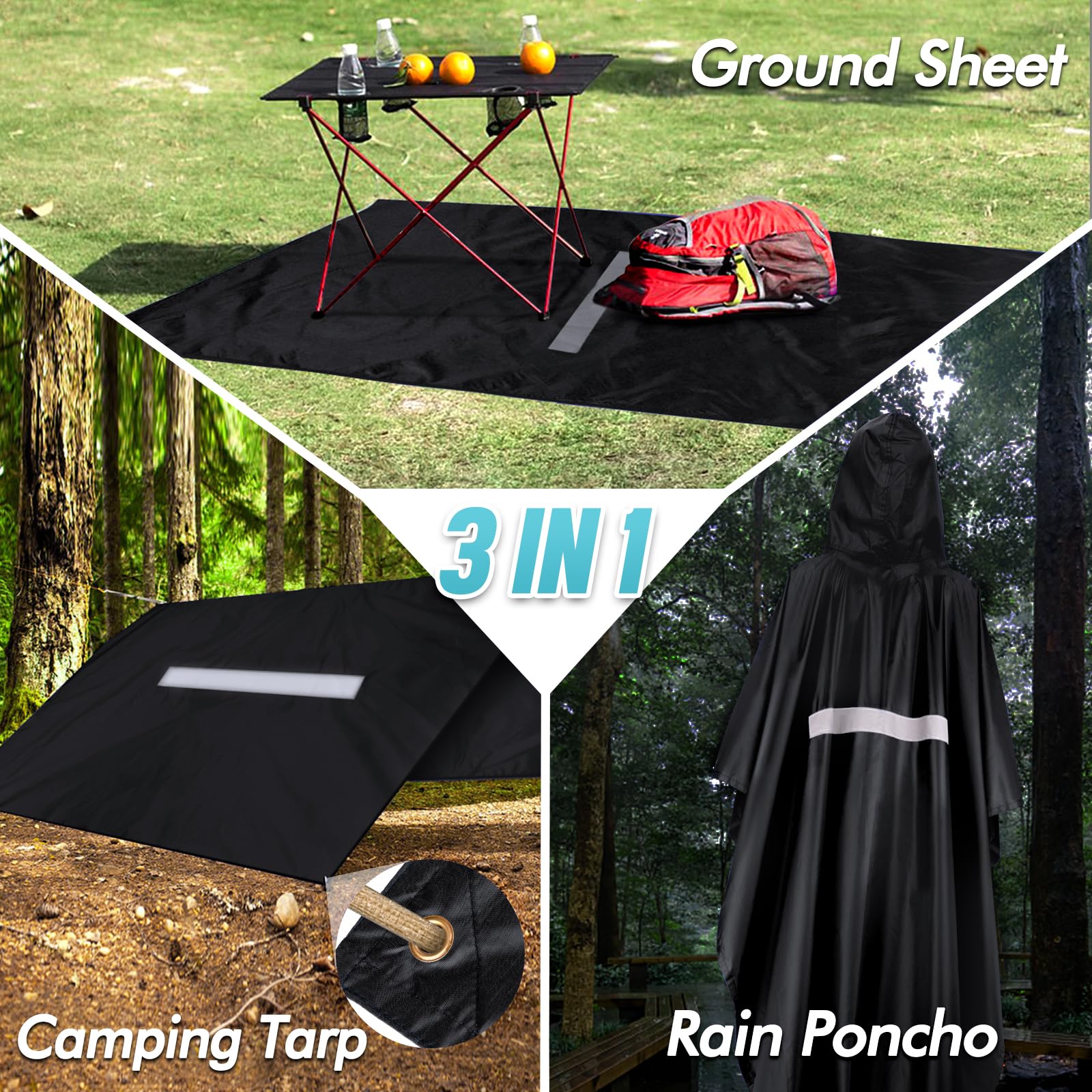 Poncho Pluie Imperméable 225 X 140CM Cape de Pluie Réutilisable Poncho Légère Respirant Grand Poncho de Pluie Unisexe avec Capuche et Poche pour Extérieur Randonnée Camping Vélo