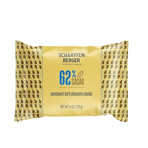Scharffen Berger Semisweet - 62% de cacao fino artesanal, trozos para hornear de chocolate negro, caja de 10 6 onzas.
