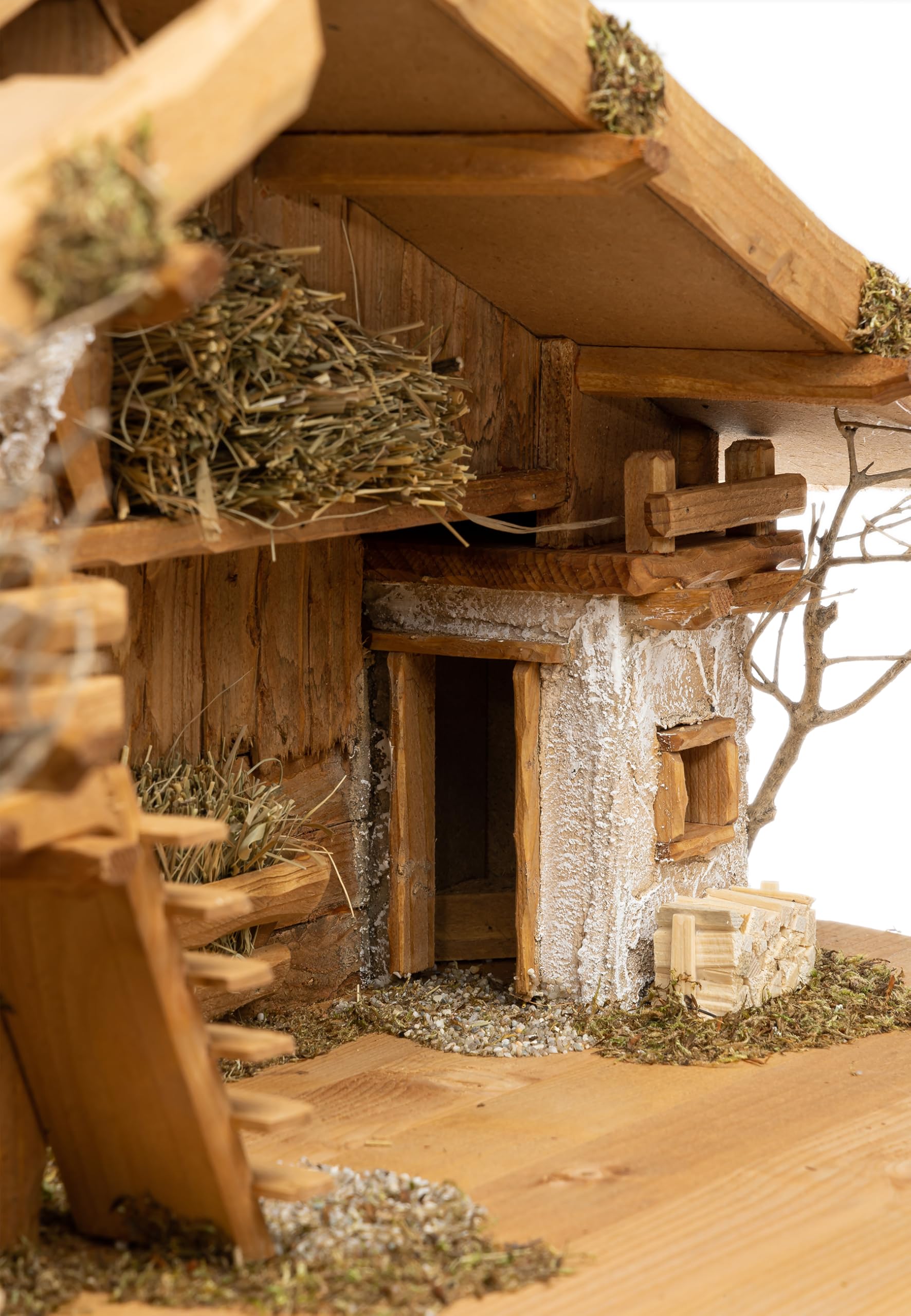 SIKORA Krippenstall 'Meran' Premium Weihnachtskrippe aus Holz traditionelle Krippe für Figuren - 2 Größen, Farbe/Modell:11cm Figuren - 80x39x34 cm
