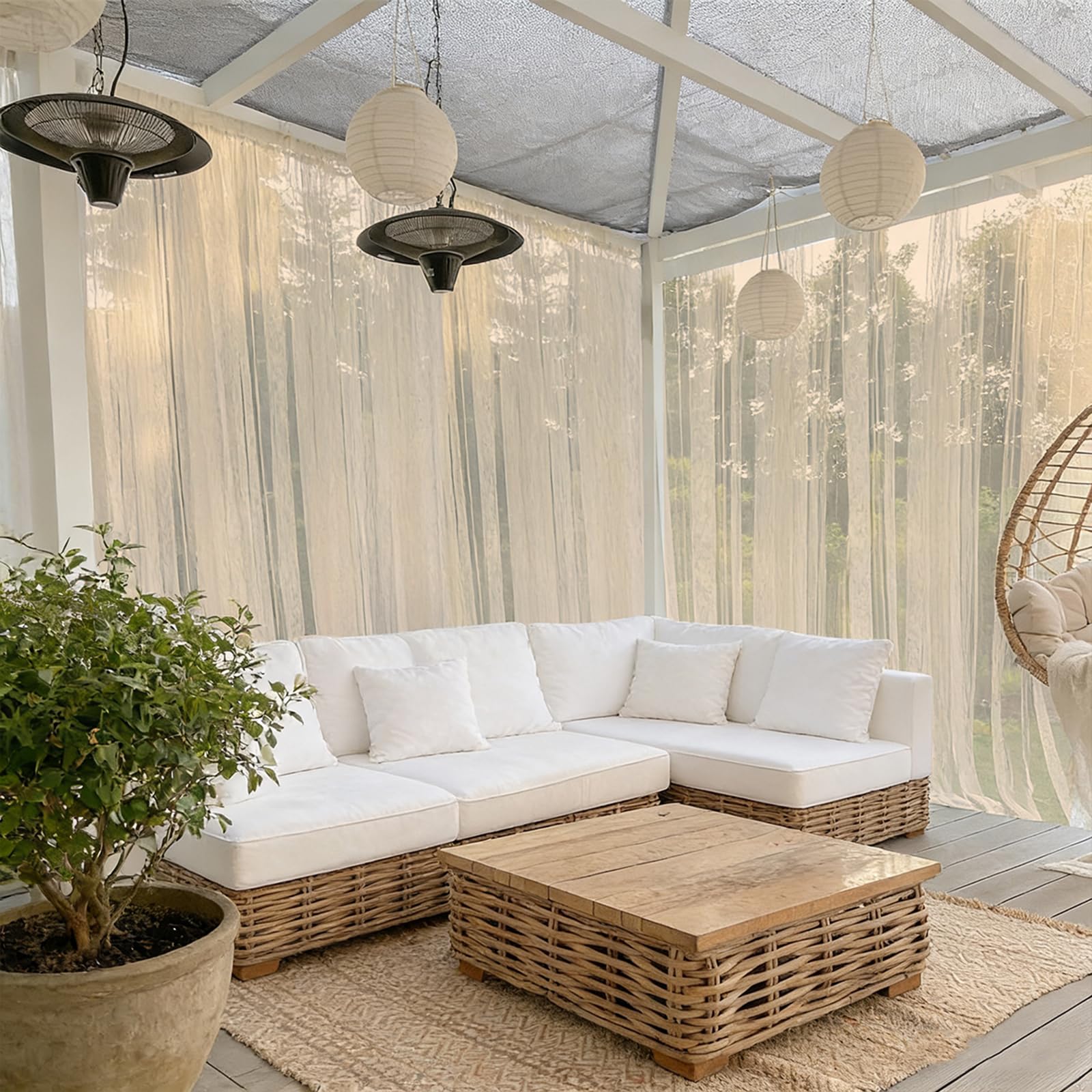 Outdoor Mosquito Netting 10.5ft x 10ft (320x305cm), 30GSM High-Density Fine Mesh for Gazebo Side Wall & Pergola, DIY Cut to Size Bug Screen for Large Garden Canopy, UV-Resistant Breathable Shield
