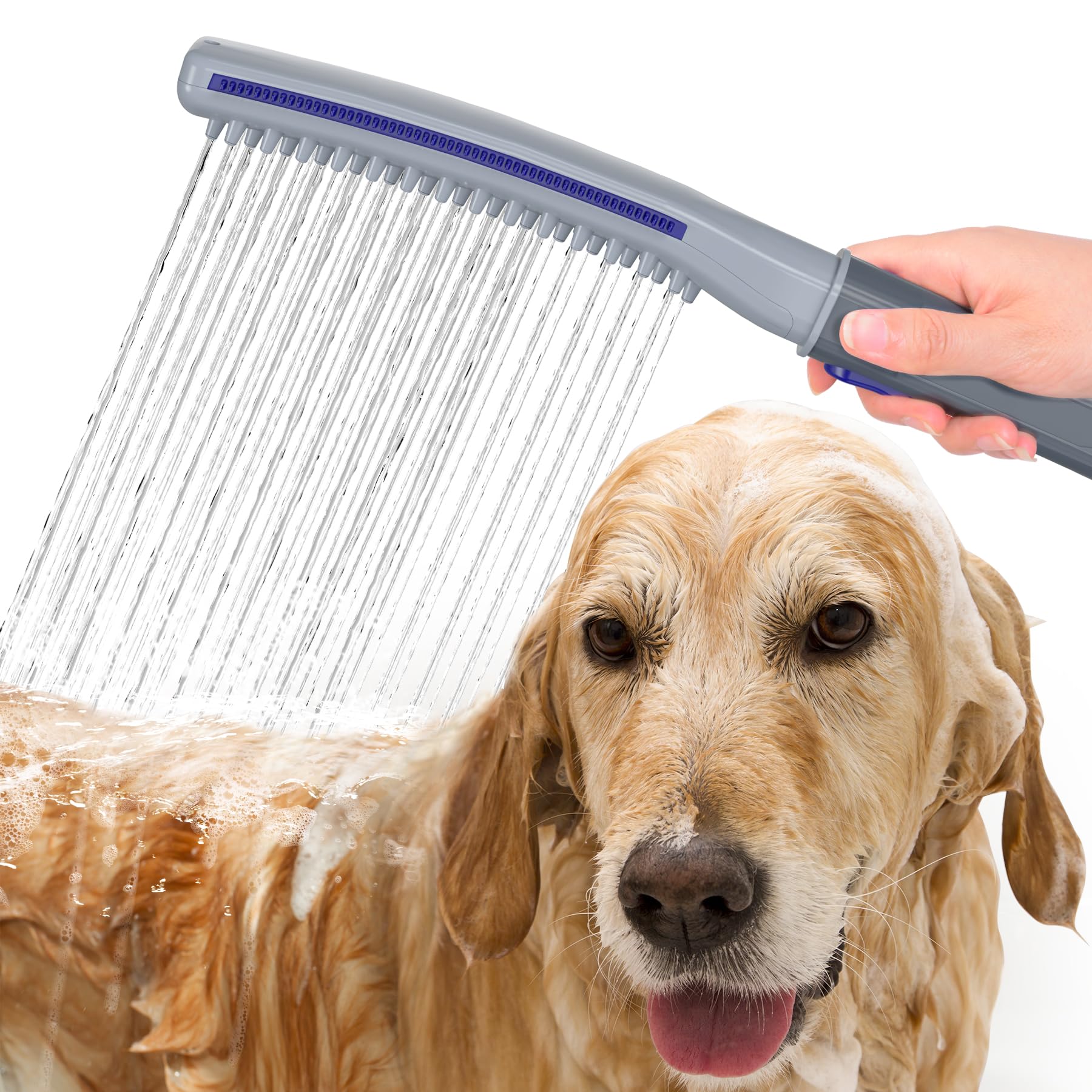 Professional Dog Shower Head, Dog Shower Attachment, Pet Shower Head for Dogs, Indoor Outdoor Dog Bath Wand Sprayer Includes 8-Foot Flex Hose, 3 Spraying Mode On/Off