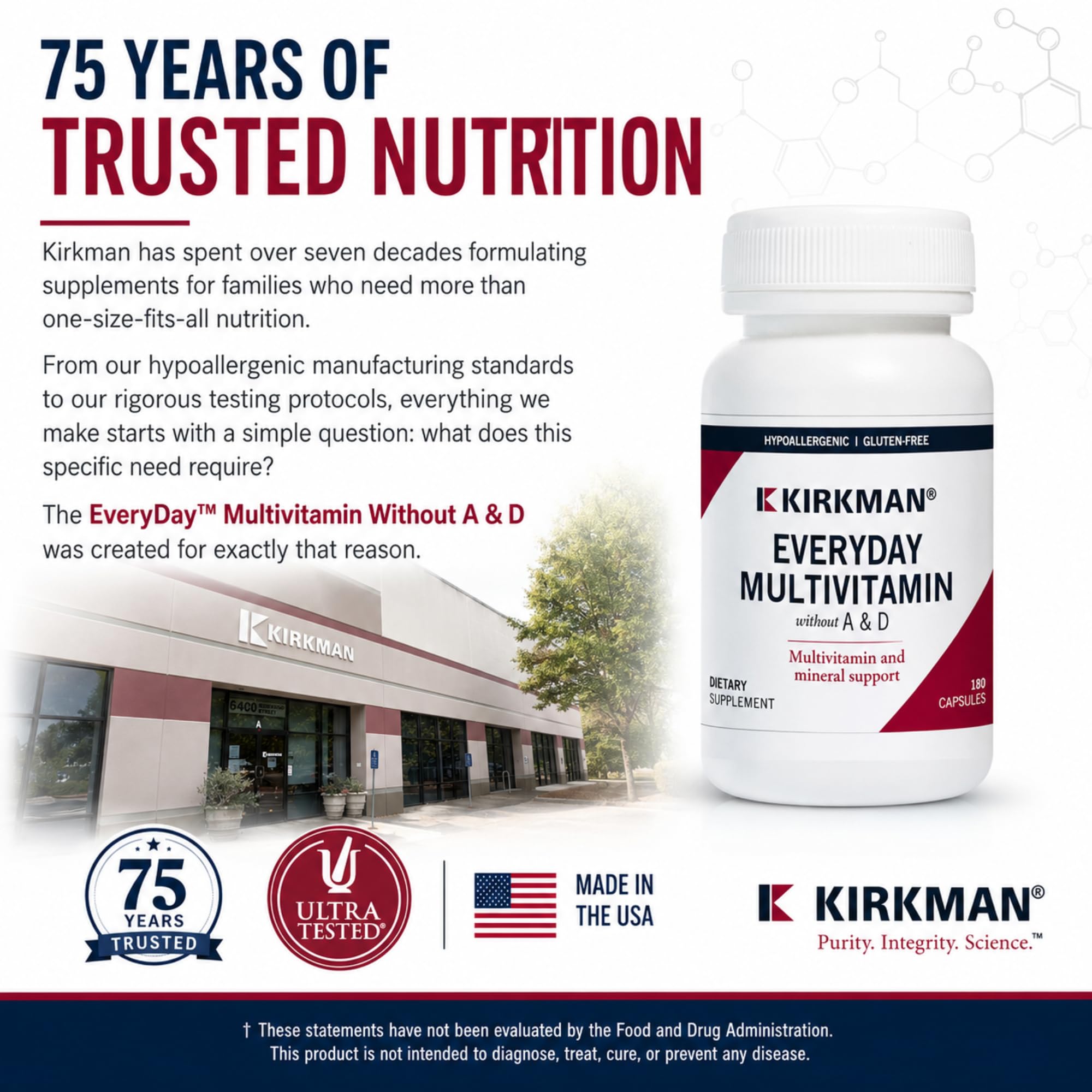 Kirkman Everyday Multivitamin Without Vitamins A & D, 180 Veg Capsules — Amazon image 5