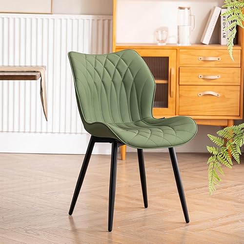 Miniatura 8 de YOUNIKE Juego de 2 sillas de comedor tapizadas de piel sintética para cocina, comedor, modernas de mediados de siglo, sillas auxiliares con respaldo